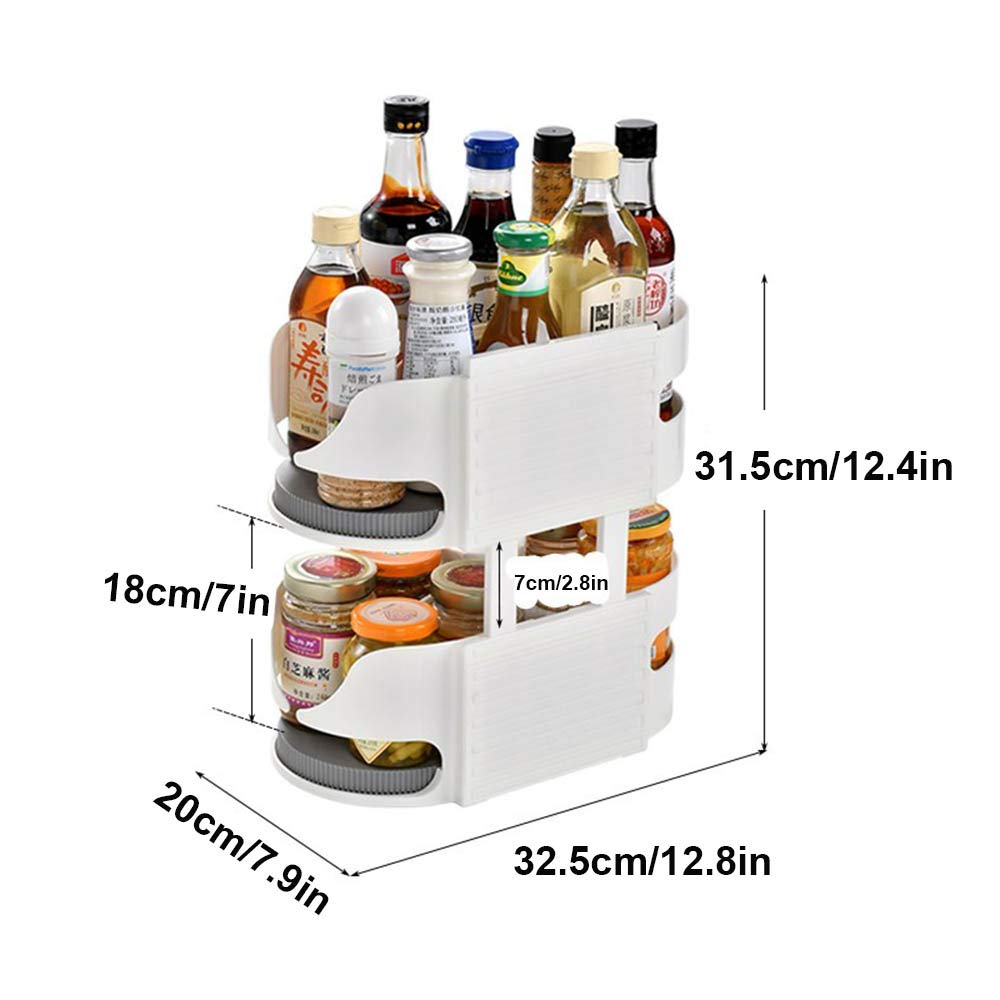 Lazy Susan de 2 Niveles con Asas, Bandeja giratoria, contenedores organizadores de Almacenamiento, para armarios, despensa, Nevera, mesas de Cocina, baño, Organizador Giratorio