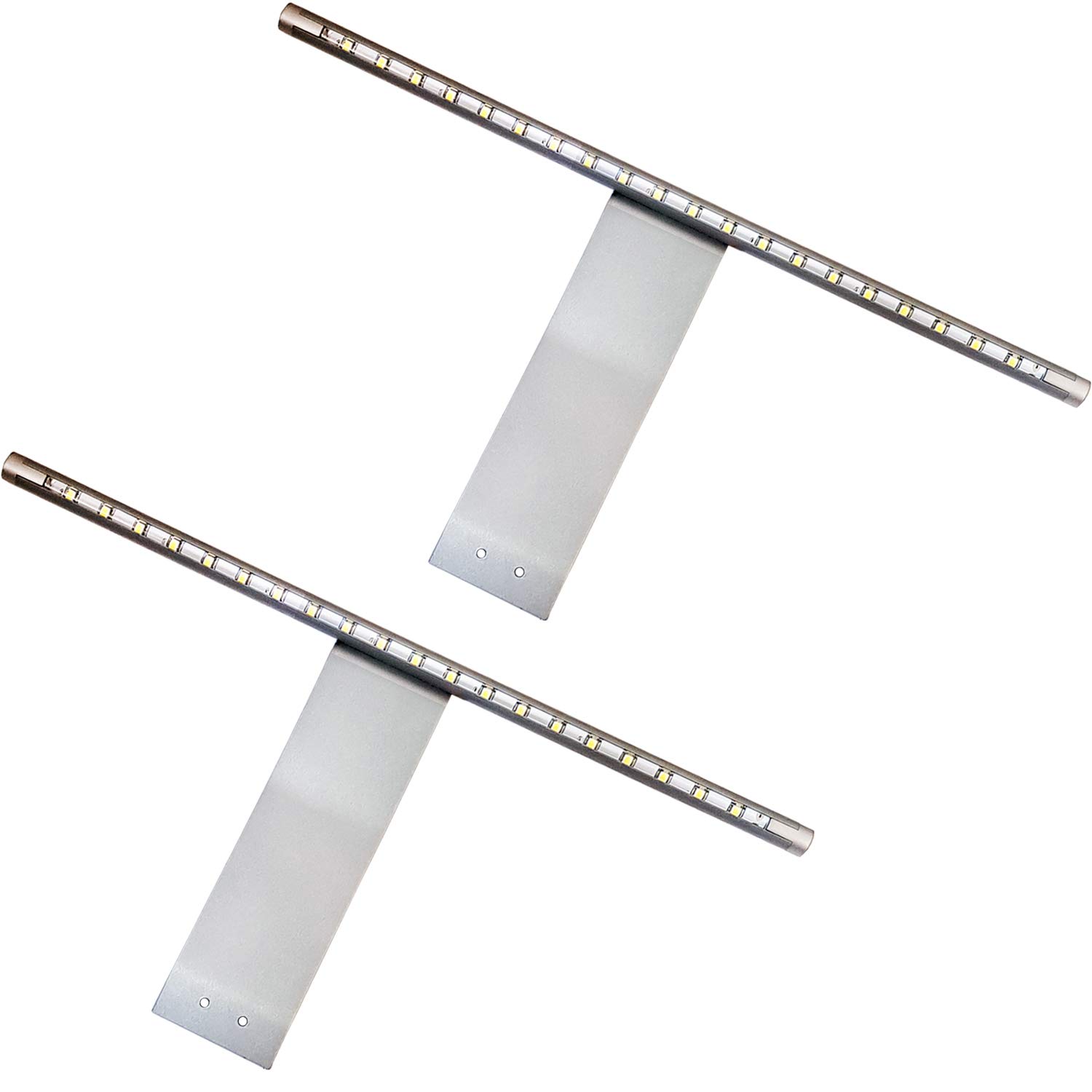 Loops Cool White 2 Pack | Over Cabinet Led Light & Driver Kit | Aluminium & | Kitchen Cupboard Downlight | Bathroom Make-Up Mirror Spotlight | Wardrobe Draers & Unit Lighting | Overhang Reading Lamp