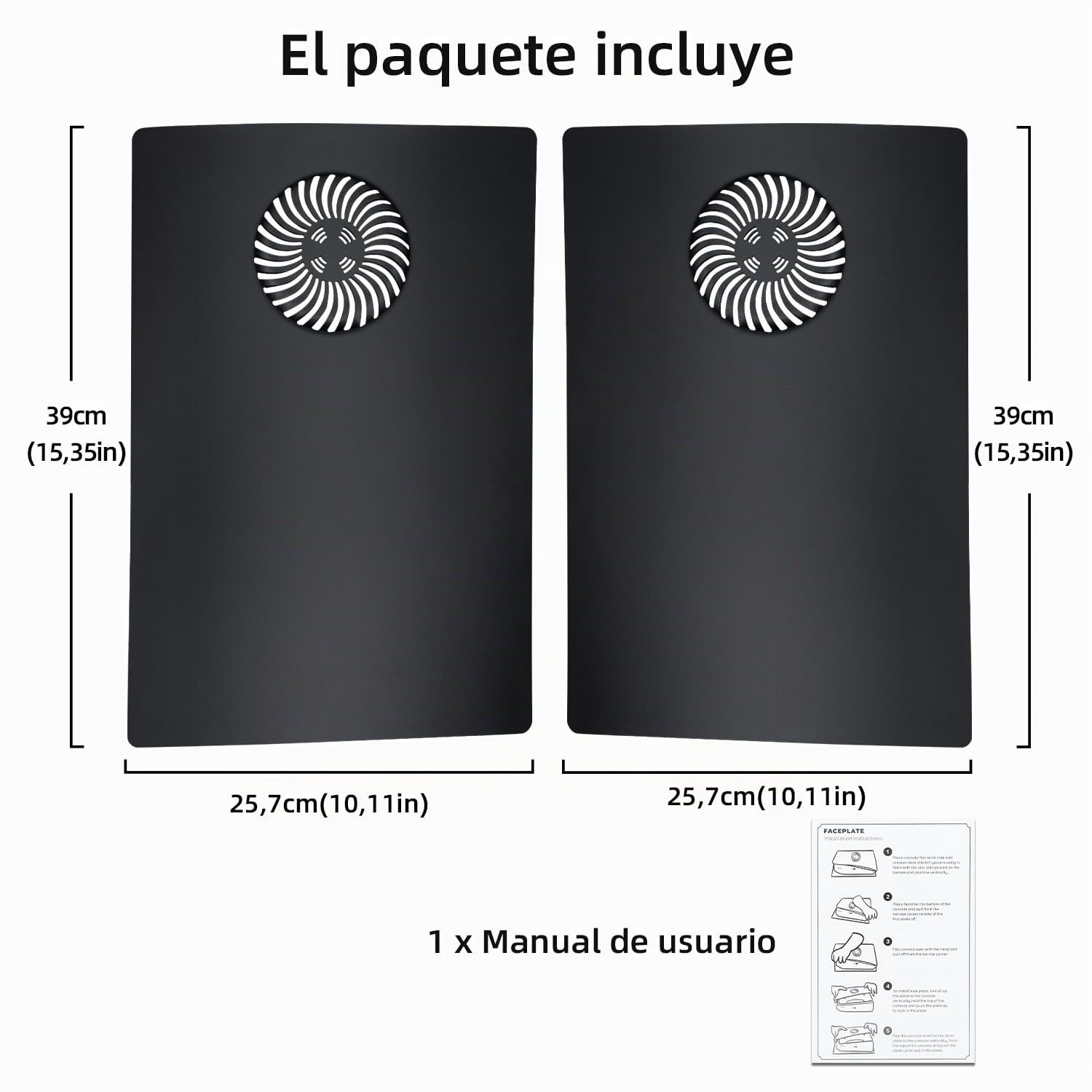 Mcbazel PS5 Consola de la Cubierta con Ranuras de Aire de refrigeración de reemplazo de la Placa Frontal para la Consola de PlayStation 5 Digital Edition- Negro(No para PS5 Slim)