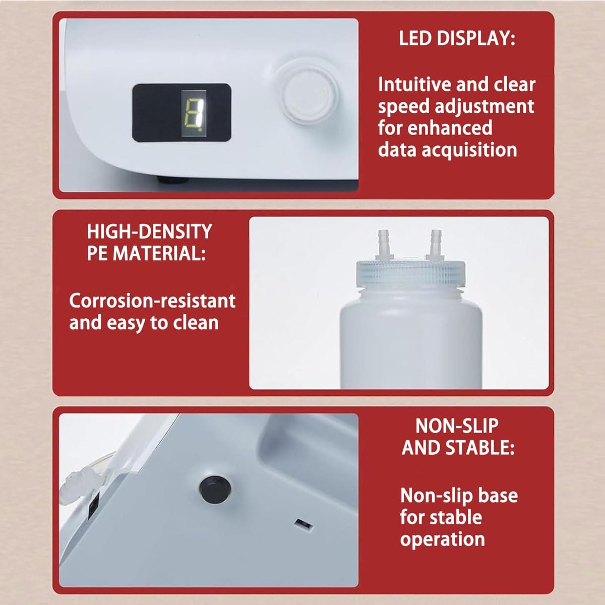 Reciclador de líquidos de residuos de Laboratorio, colector de líquidos pequeño de sobremesa de 1 L con caudal de aspiración de líquido de 1,6 L/min, vacío máximo de 0,06 MPa, Mando Digital