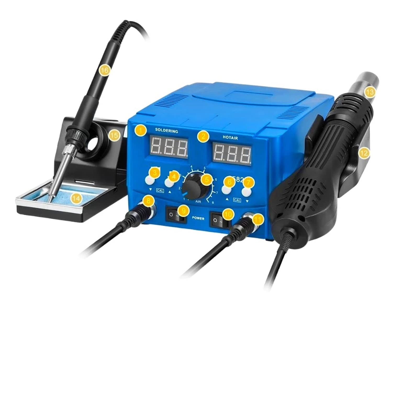 Estación de soldadura, 80 0W SMD Estación de soldadura Calefacción rápida Gun aire caliente eléctrico 2 en 1 pantalla LED Soldadero BGA Reeligir la estación