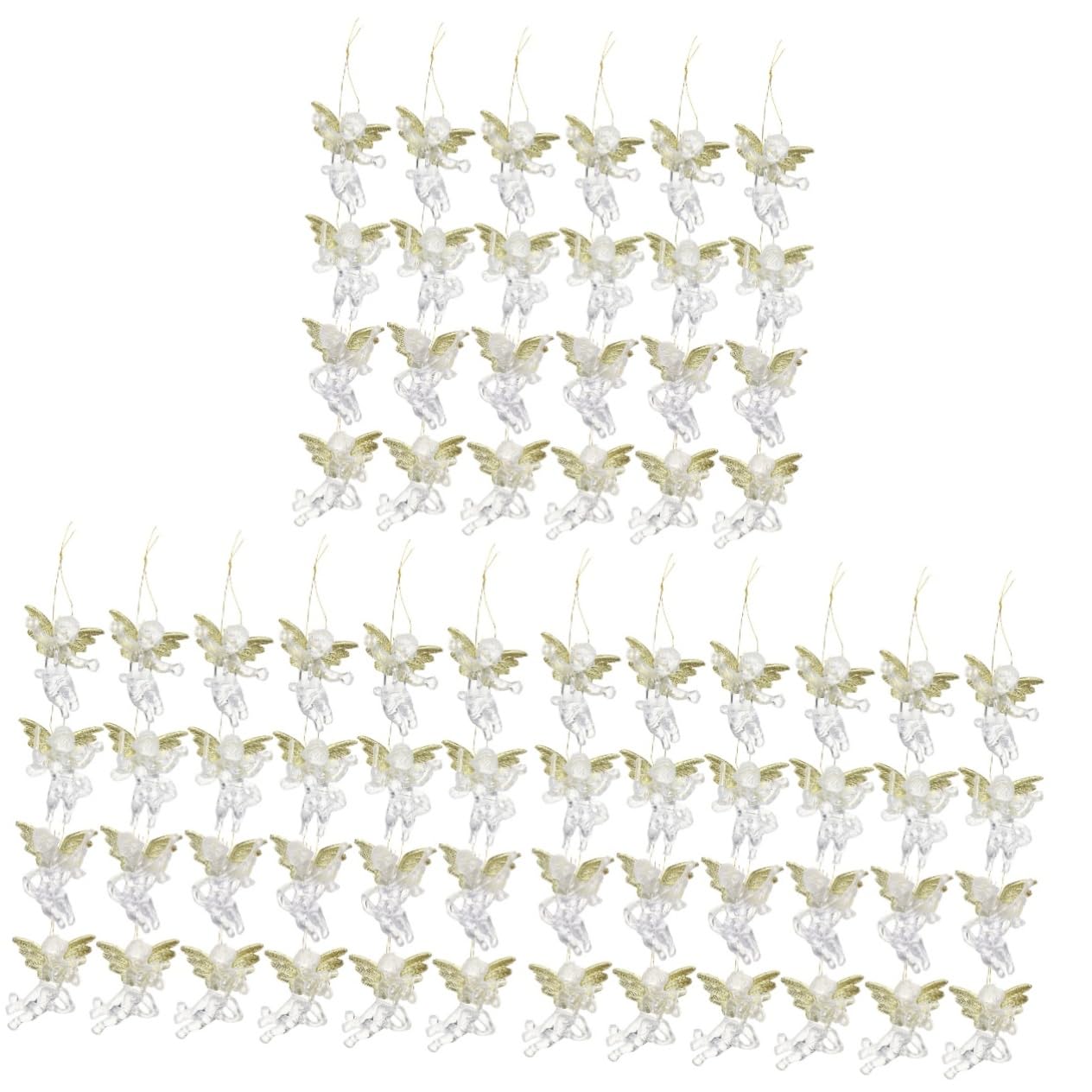 PRETYZOOM 72 Pz ciondolo d'angelo ciondolo albero di natale ornamenti chiari con oro decorazioni natalizie economiche angeli natalizi giocattoli da ragazza arredamento retrò plastica