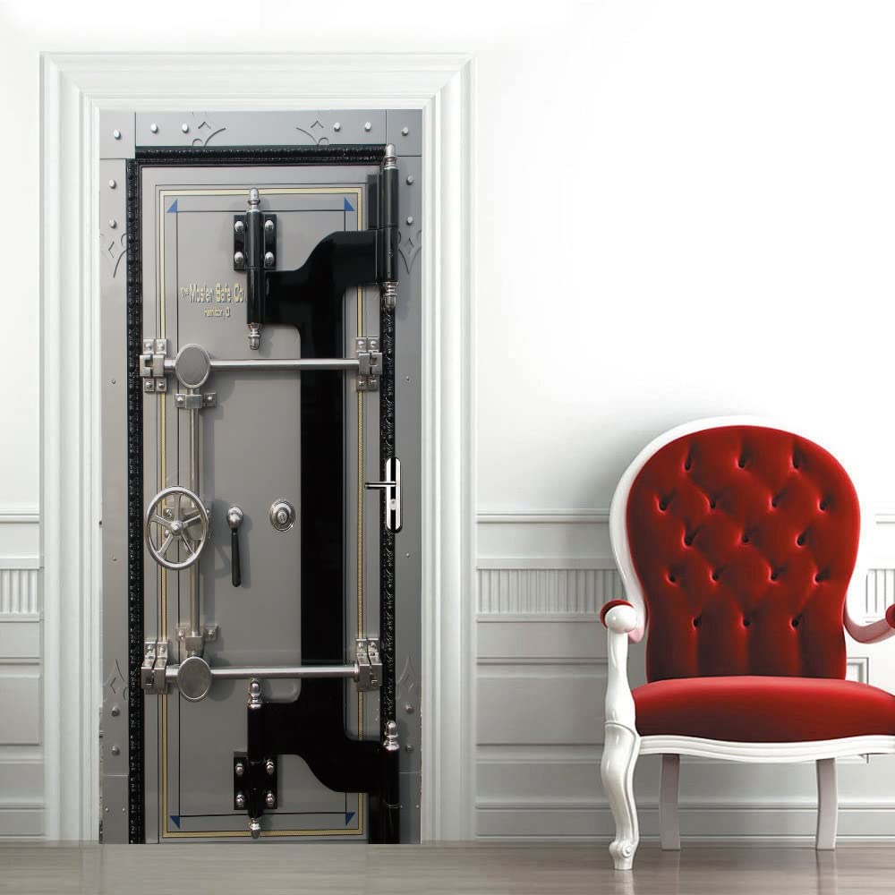 Sticker muraux trompe l'œil cabine téléphonique en PVC étanche K 95x215cm