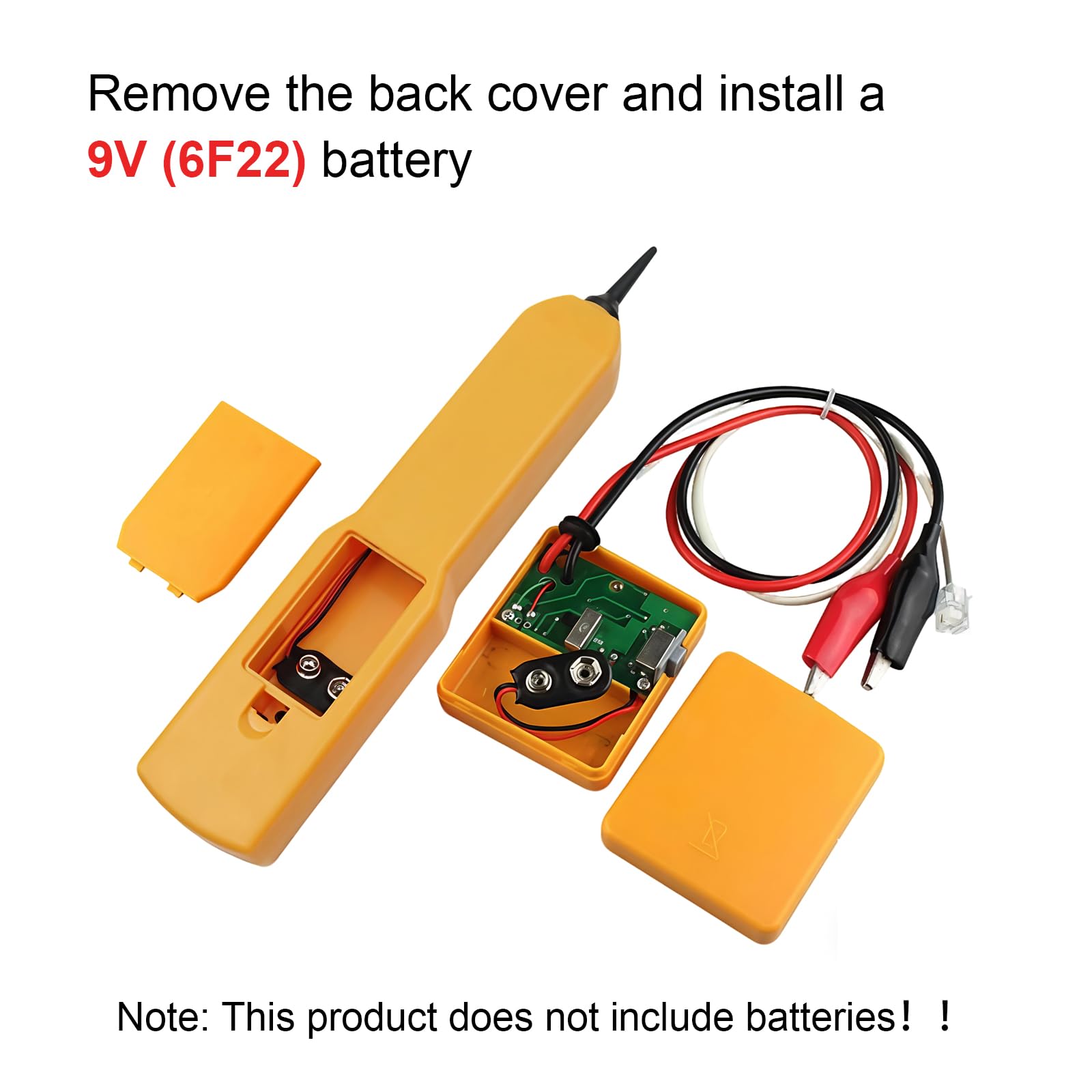 Tracker kablowy, baterie nie wchodzą w zakres dostawy, RJ11 tracer kablowy, antyzakłóceniowy, wielofunkcyjny, regulowana głośność, tester sieci z generatorem dźwięku i zestawem próbnym do wyszukiwania