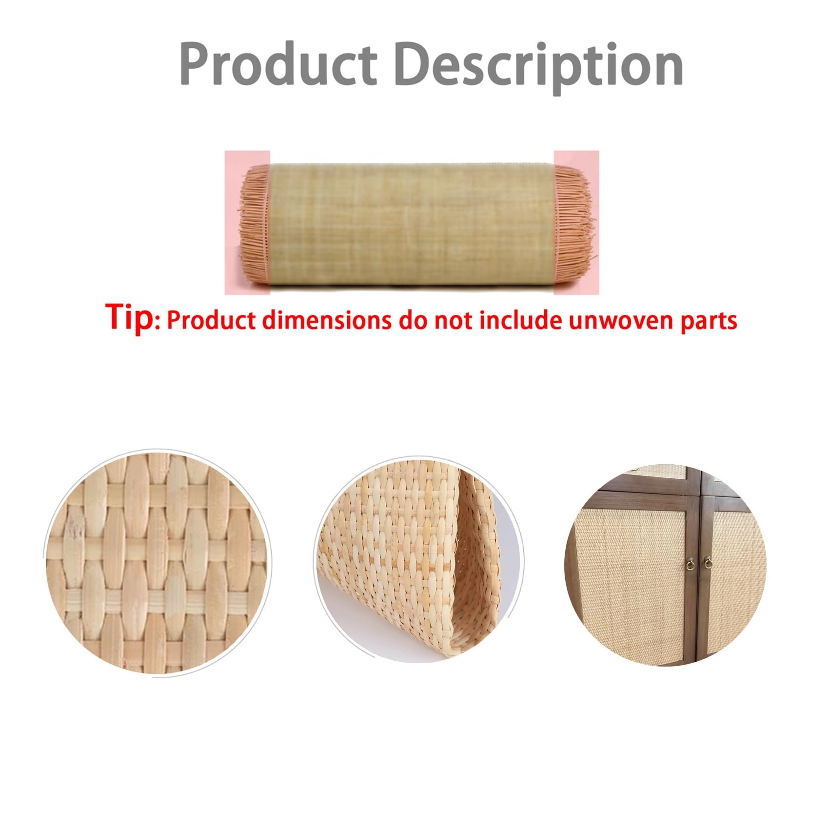 Rotolo di tessuto in rattan naturale da 50,8 cm, 20 x 394 cm, per mobili e sedie, materiale a rete intrecciata, decorazione per la casa fai da te, ecologica e durevole