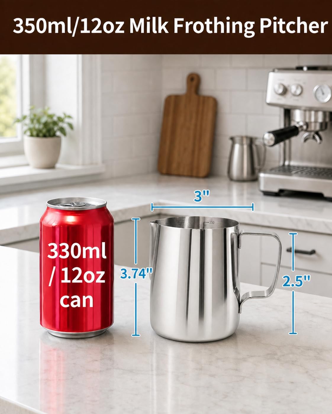 Stainless Steel Milk Frothing Pitcher Cappuccino Pitcher Pouring Jug Espresso Cup for Latte Art
