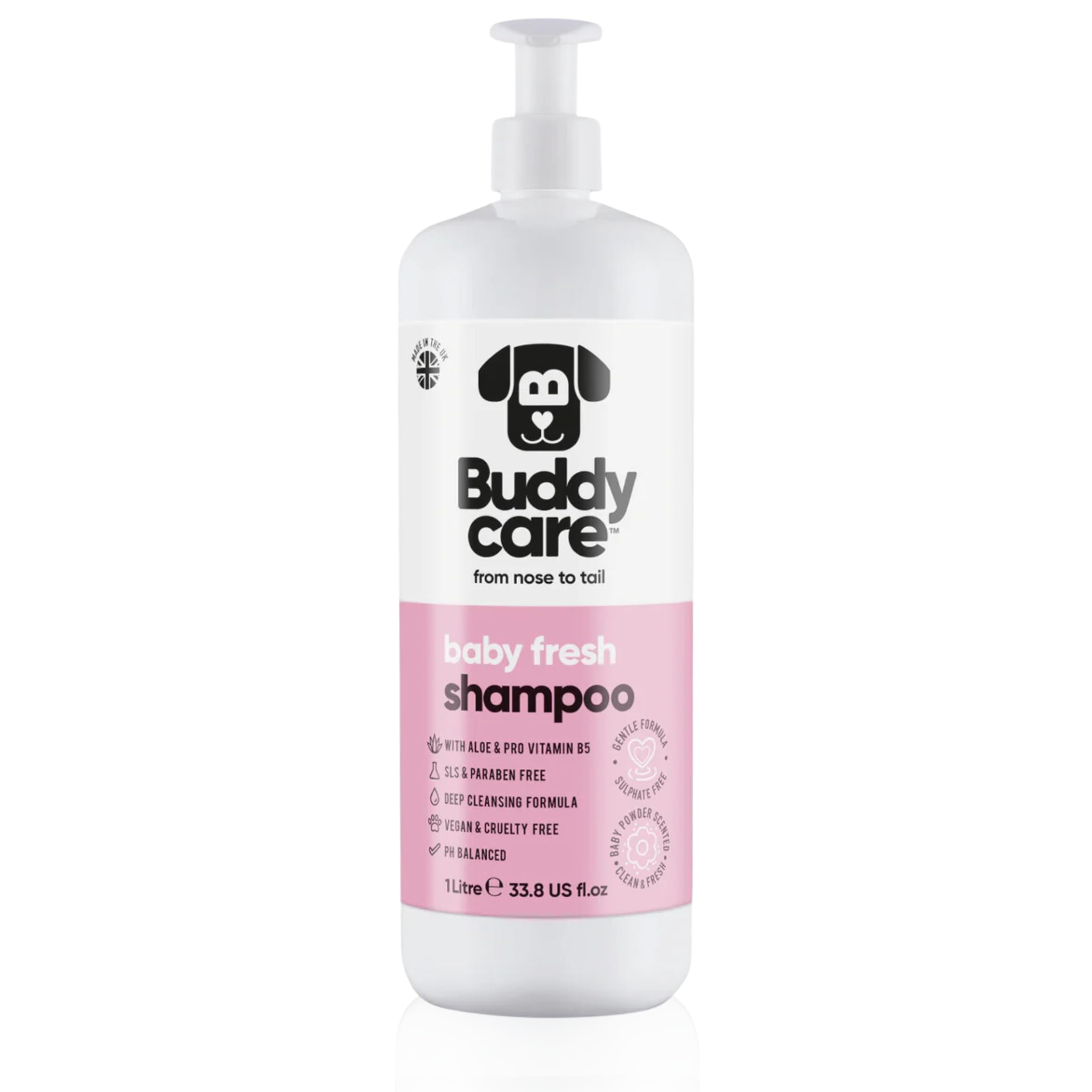 Baby Fresh Dog Shampoo by Buddycare | For Smelly Dogs, Nourishing for Itchy & Dry Skin | Vegan & Curelty Free Dog Shampoo | Aloe Vera and Pro-vitamin B5 | 1L — image 1