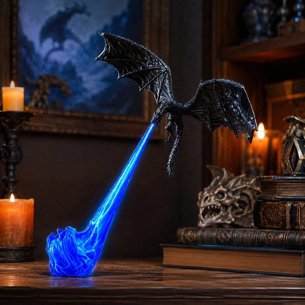 3D Printed Fire Breathing Dragon, Book Nook Light, Stylish Bookshelf Decor
