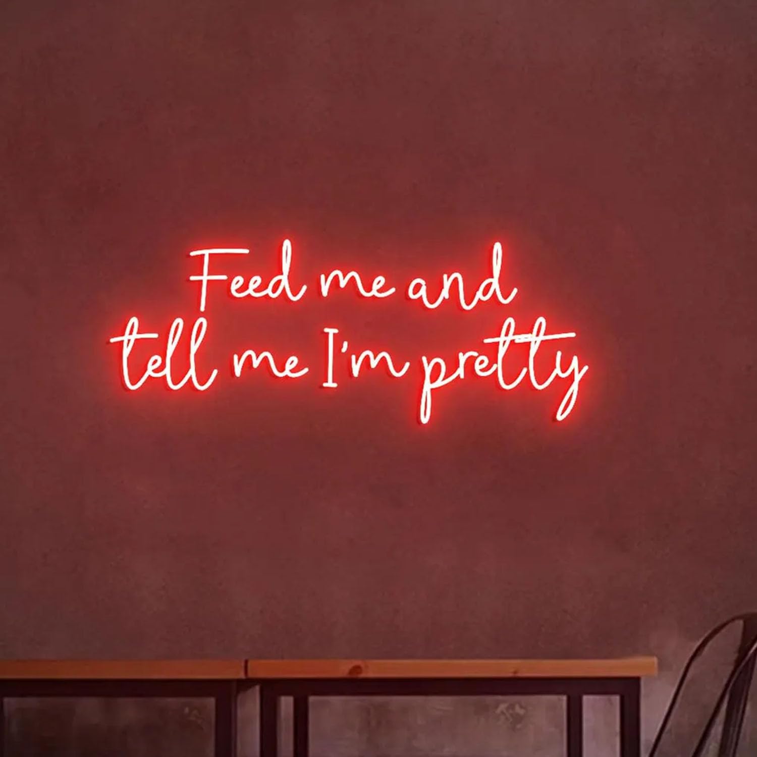 Custom Neon Lights Feed me and tell I'm pretty, Feed Me Restaurant Wall Neon Light, Feed me Sign Wall, Food Restaurant Wall Decor Ideas