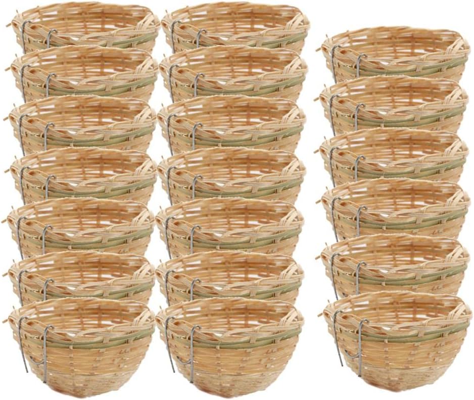 Fenteer 20x Handwoven Bird Feeding Breeding Nest Birdhouse with Hook for Finch