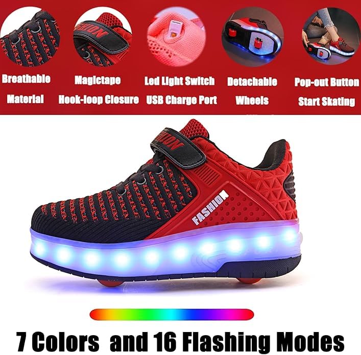 Image of Ylllu Kids LED Roller Skate Shoes with Wheel Light up Roller Shoes Gift for Girls Boys Children
