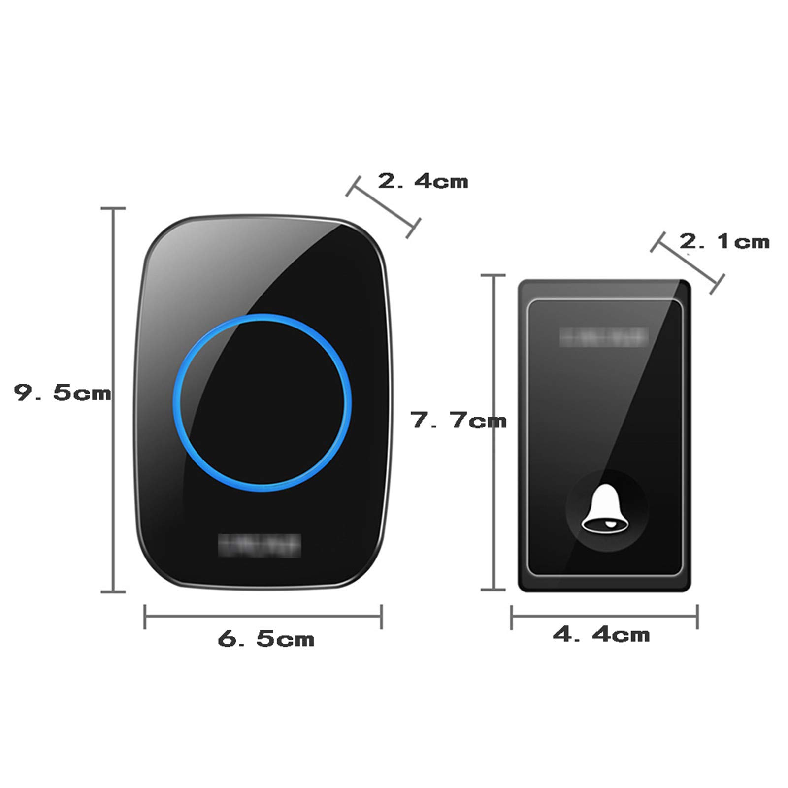 Campanello Wireless autogenerante, Kit Campanello Senza Fili Impermeabile, 3 ricevitori, 2 Pulsanti, 58 suonerie, 4 Livelli di Volume, Portata 650 Piedi, Nero