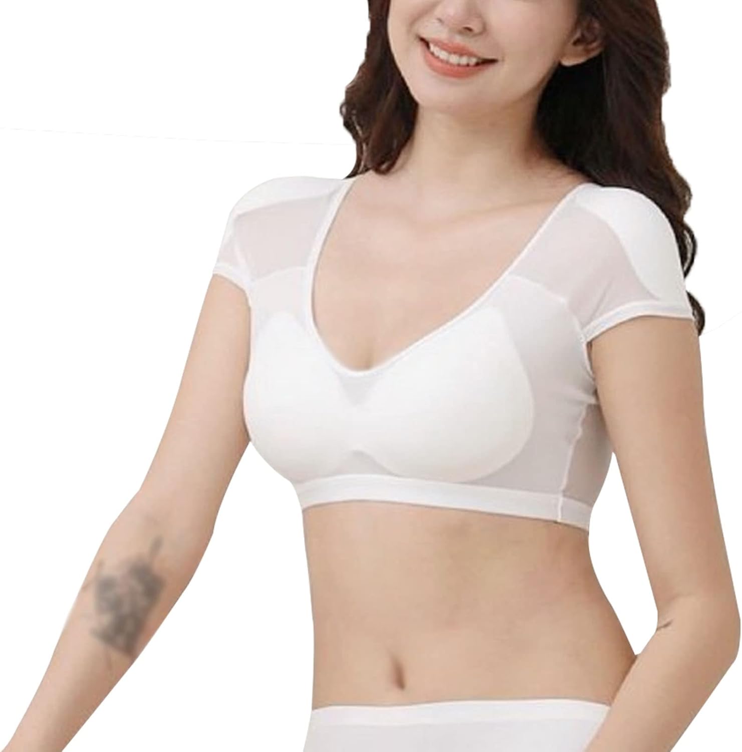 Women Slim Tops Skinny Basic Bottoming Tshirt Tight to Improve Slippery, Narrow, Collapsed Shoulders