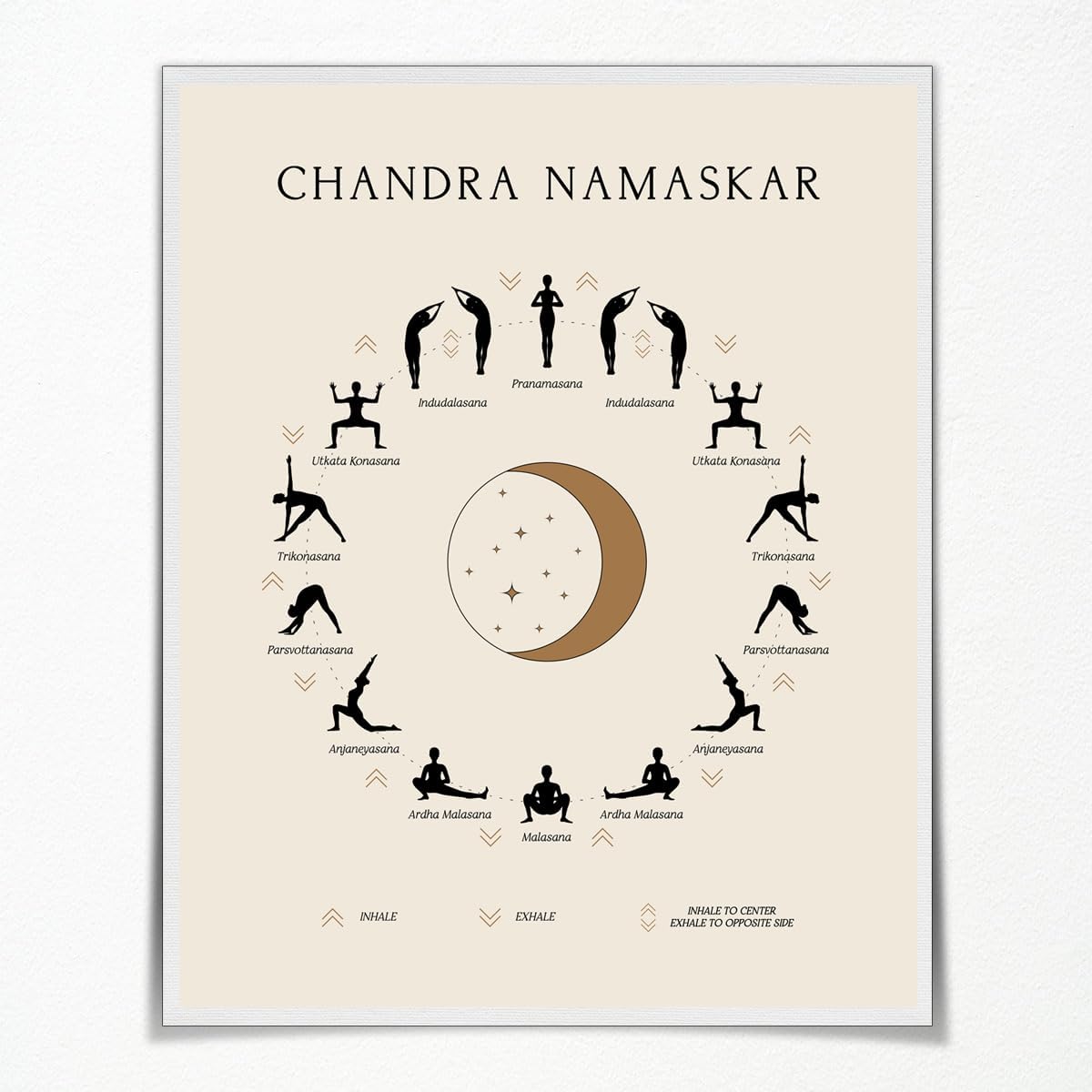 Boho Moon Yoga Wall Decor Art Poster for Spiritual Room Namaste Yoga Canvas Wall Art Prints Yoga Poses Room Decor (16x20inch, Unframed)