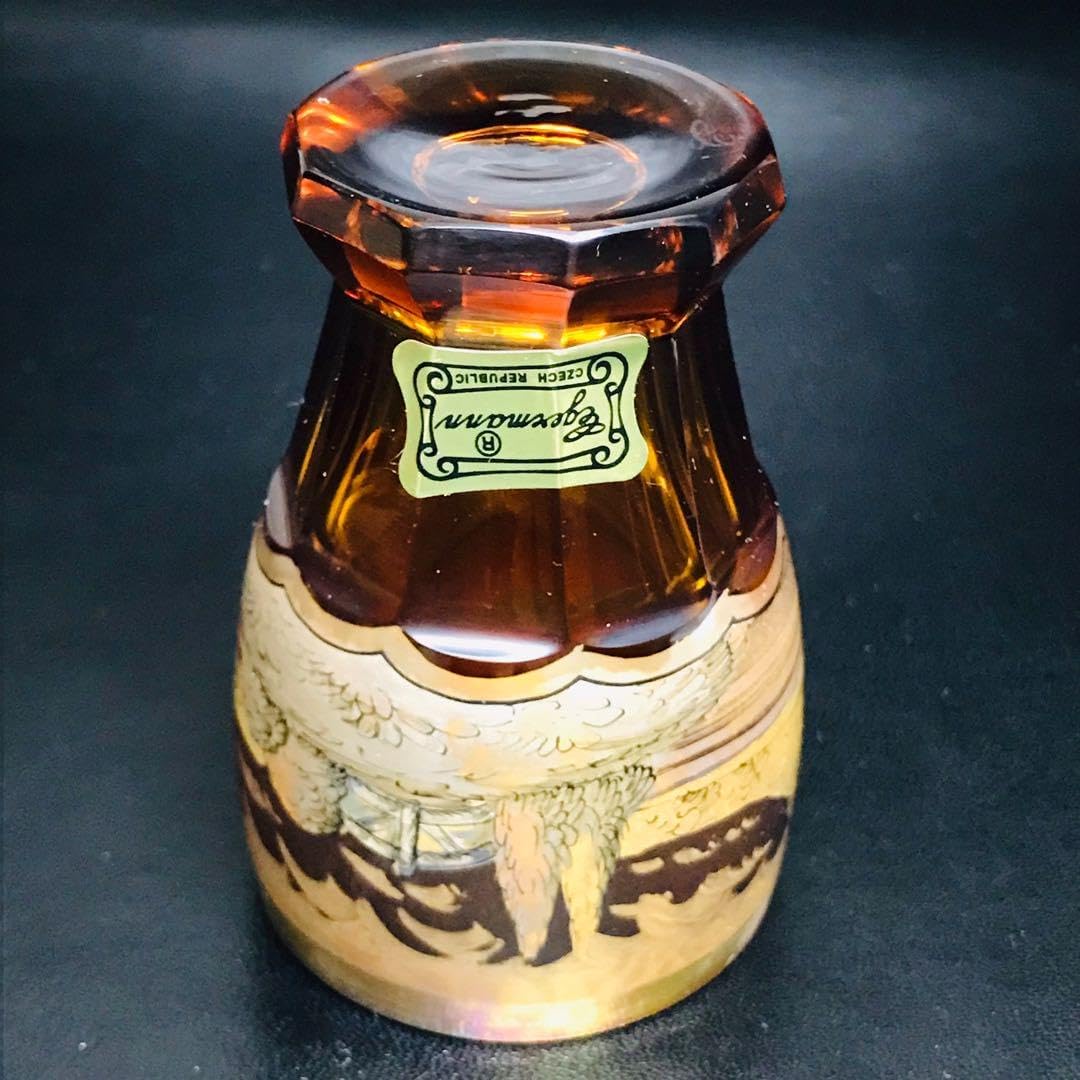 ★未使用！チェコ ガラス！エーゲルマン！金彩 ペンドローイングの酒器/グラス！★ チェコ ガラスエーゲルマン金彩 ペンドローイングの酒器グラス