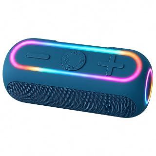 Enceinte Bluetooth Portable, Puissance 25W, Basses Renforcées, Autonomie 24h, Étanche IPX5, Stéréo TWS, Compatible TF/USB/AUX, Idéal Maison Extérieur Voyage (Blue) - Les Beatles, Paul McCartney, John Lennon, RIngo Starr, George Harrison