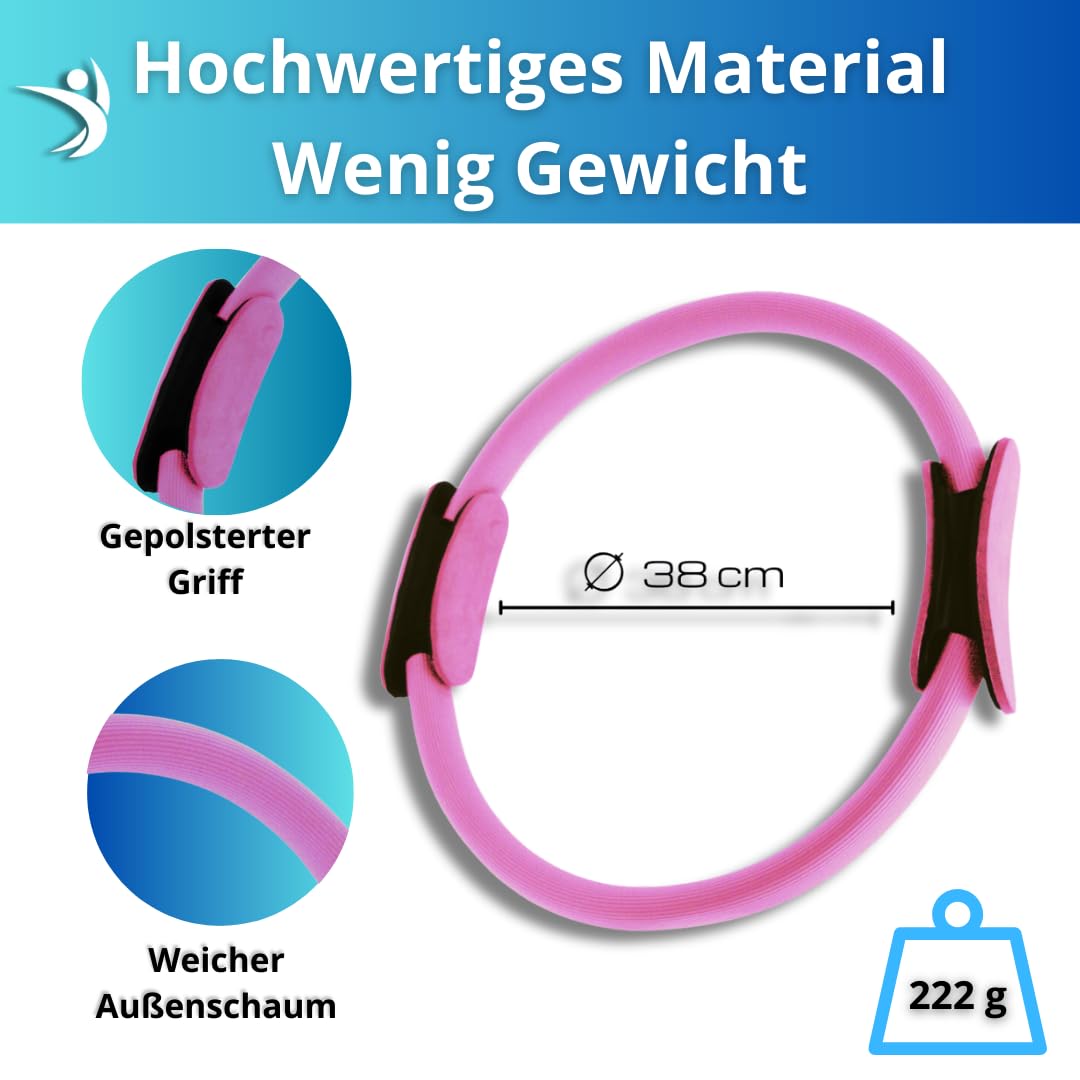 Winch Pilates Ring PRO | Premium-Qualität mit Weicher-Polsterung, Anti-Rutsch-Griff | Widerstandsring für Ganzkörpertraining, Yoga und Physiotherapie | Fitnessgerät für Heimtraining und Studio-Workout
