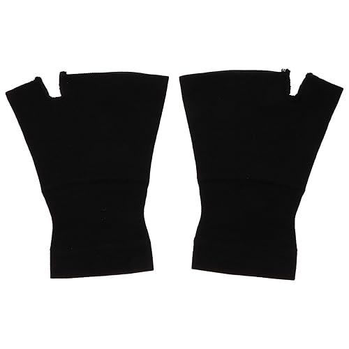 1 par de guantes de compresión de cobre, guantes de soporte de mano para muñeca y pulgar para mujeres y hombres, túnel carpiano, negro, M