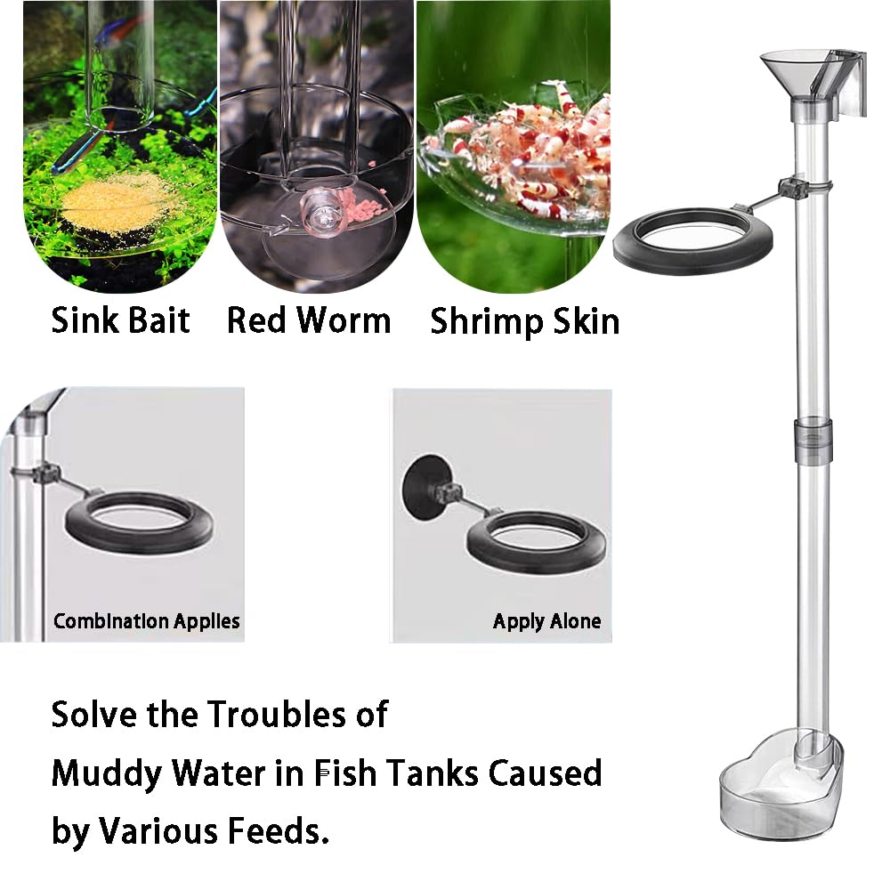Mangeoire pour Aquarium, Mangeoire pour Crevettes et Poissons en Acrylique Transparent, Tube d'alimentation de Crevettes Tube de Distributeur Transparent en Acrylique et Plat