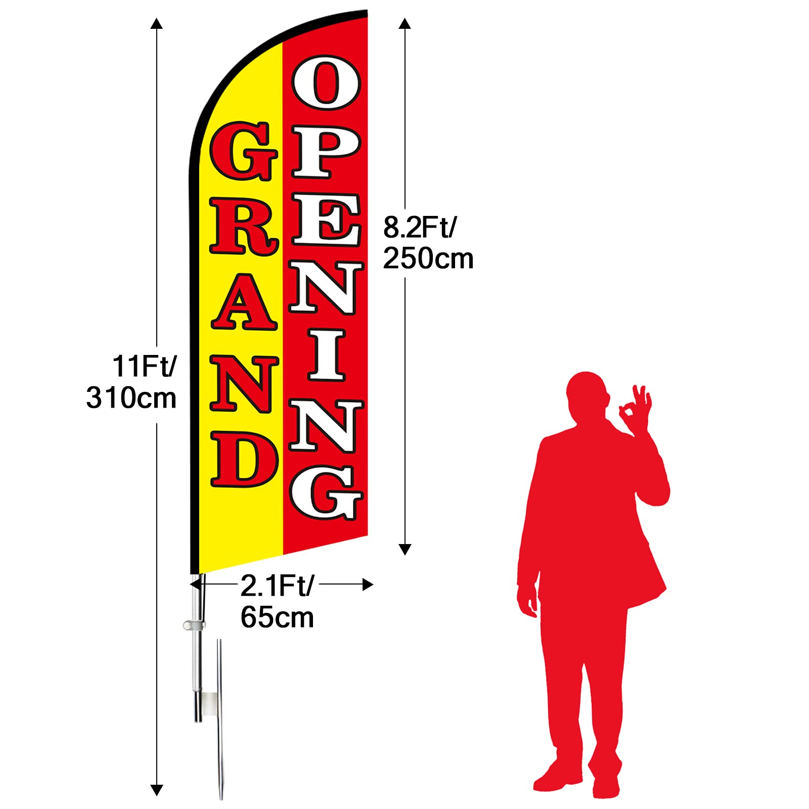 QSUM Open Feather Flag,8FT Open Advertising Swooper Flag With Pole Kit, Ground Spike, Open Signs - View #5