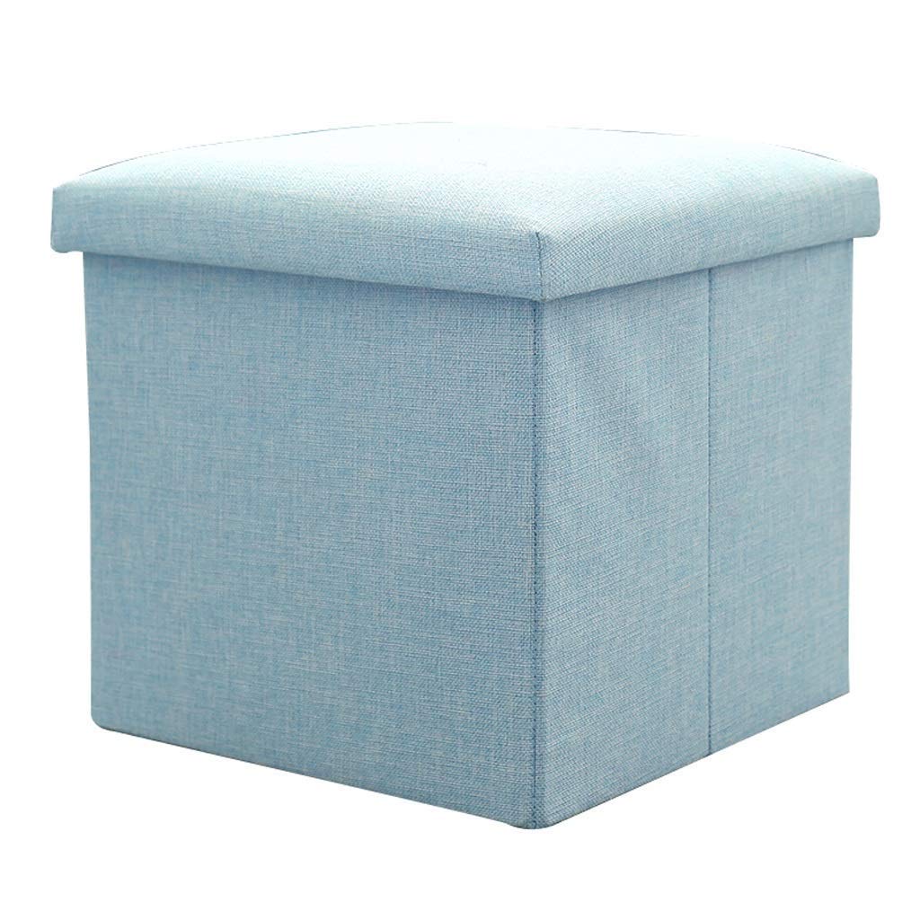 Banc à chaussures en lin bleu de haute qualité, pouf coffre et chaise ottomane au design épuré