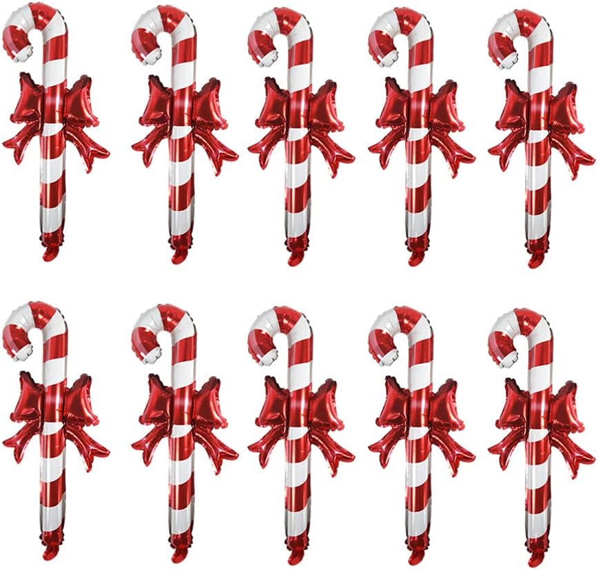 VALICLUD Inflatable Christmas Candy Cane Decorations 10pcs Blow Up Candy Cane Ornaments 24 Inch Candy for Xmas Holiday Party Favor