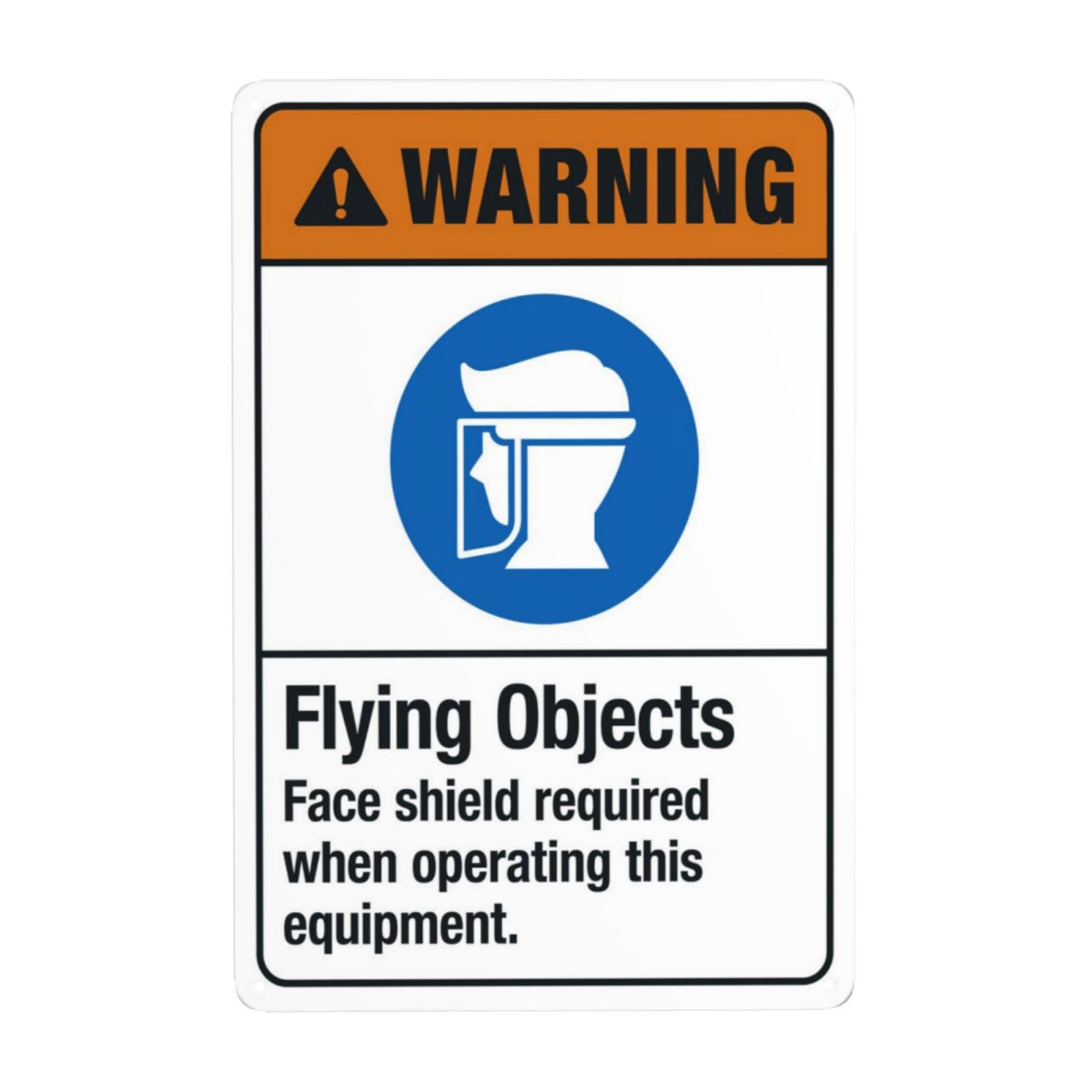 peiyeety Warning Flying Objects Required Metal Tin Sign, Durable Waterproof Rustproof Wall Decor with Clear Print, Easy to Mount for Industrial Area, Equipment Area, Safety Reminder, 12×16 Inch