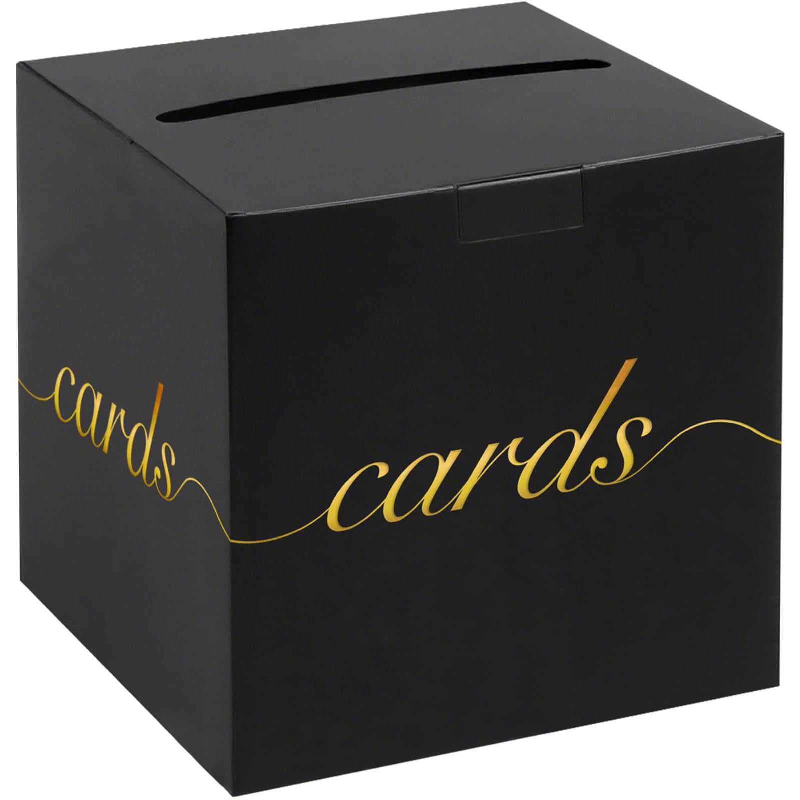 Black Card Box Gold Foil Wedding Favors Gift Card Boxes Post Box Receiving Money Box Holder for Wedding Reception, Baby Showers, Anniversary, Birthday Party, Retirement, Graduation Envelope Holder