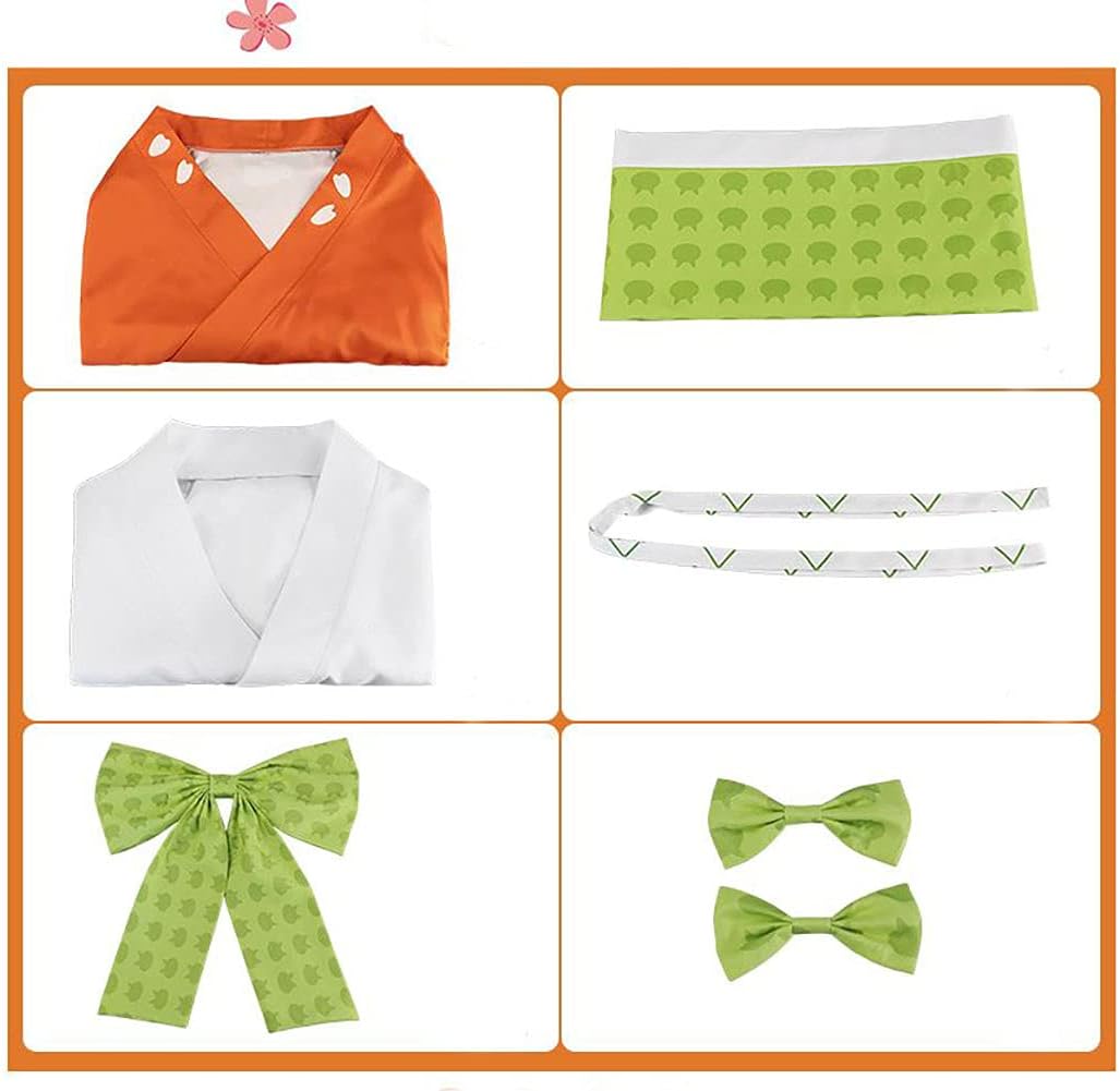 Hiyoko Saionji Cosplay Costumes Outfit Halloween Party Dress Full Set Long Robe with Hair Clips Bows