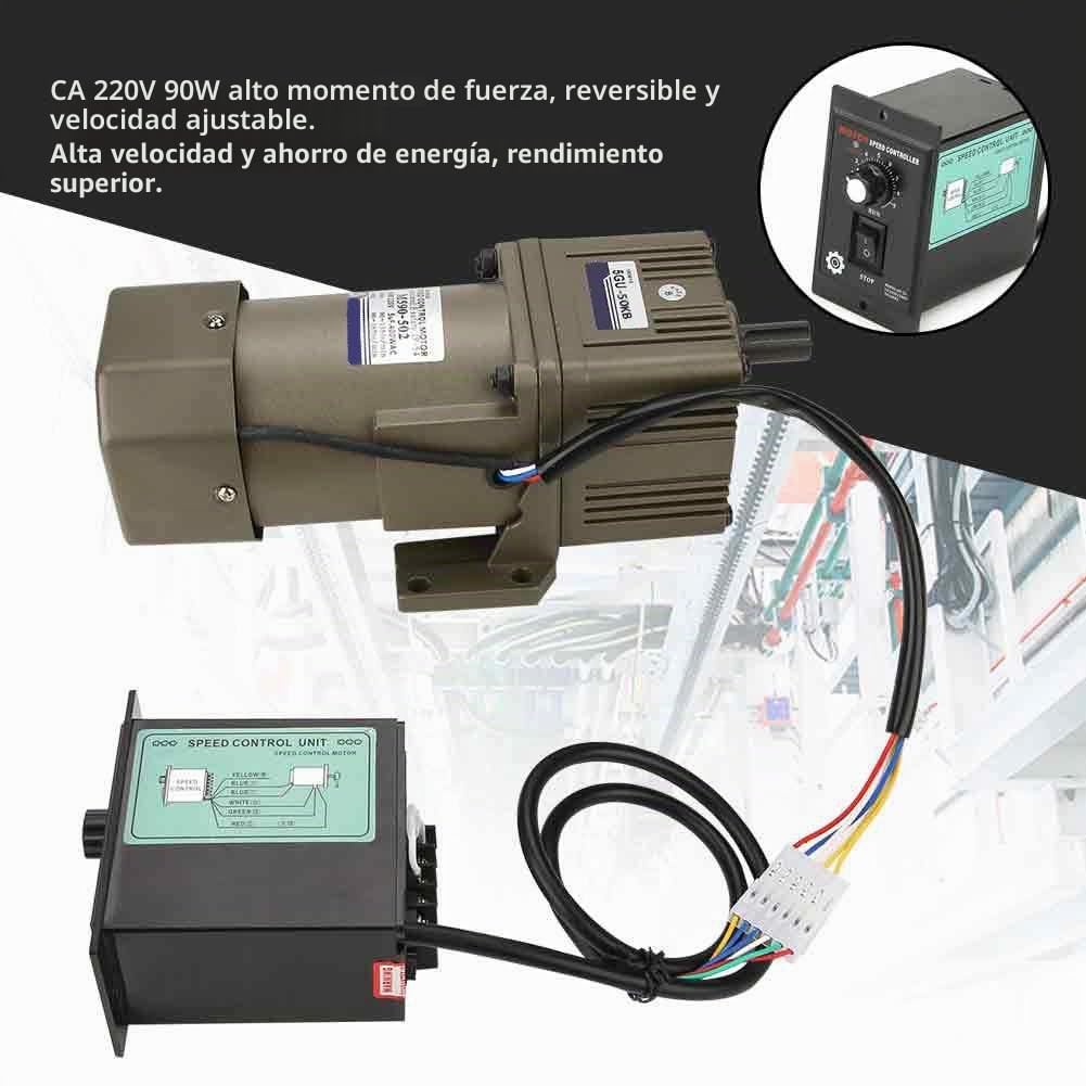 Motor de engranajes，90W 220V AC 50/60Hz Motor de reducción con Governor para packaging industry, machine tool industry, conveying equipment, textile machinery(50K)