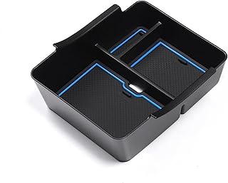 Extensor de reposabrazos para coche Caja de almacenamiento central para accesorios coche reposabrazos guantera placa contenedor para(Azul)