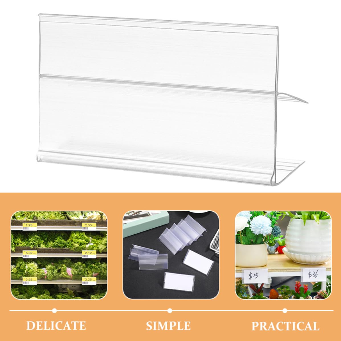 PRETYZOOM 100 Pezzi Porta Etichette Trasparente in Pvc per Supermercati e Centri Commerciali, Clip per Cartellini 80x45mm, Supporto Prezzi per Scaffali Etichette Versatili e Precisione
