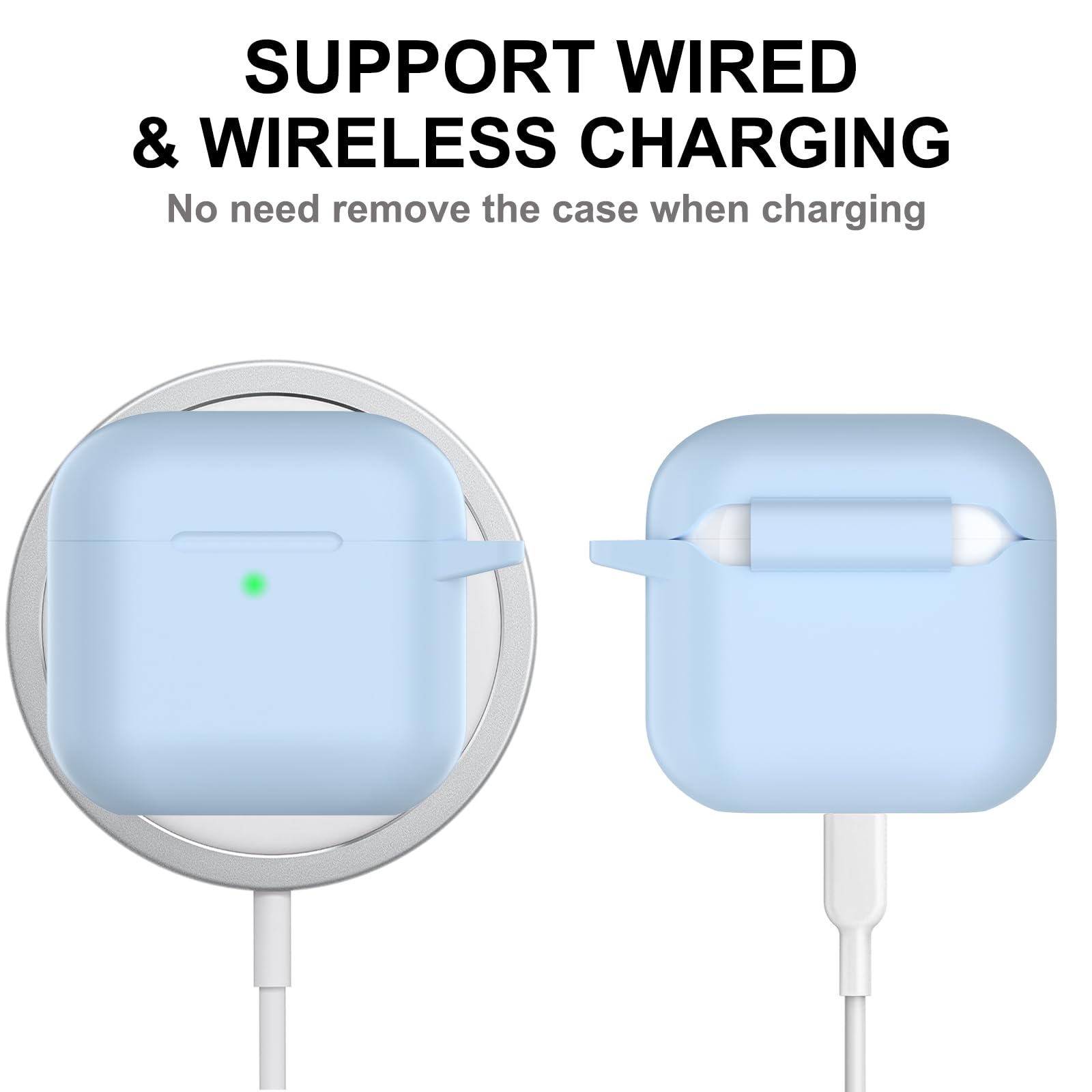 Custodia AirPods 4 2024 Nemteur - Silicone Con LED, Moschettone, Design Avocado - Foto 6