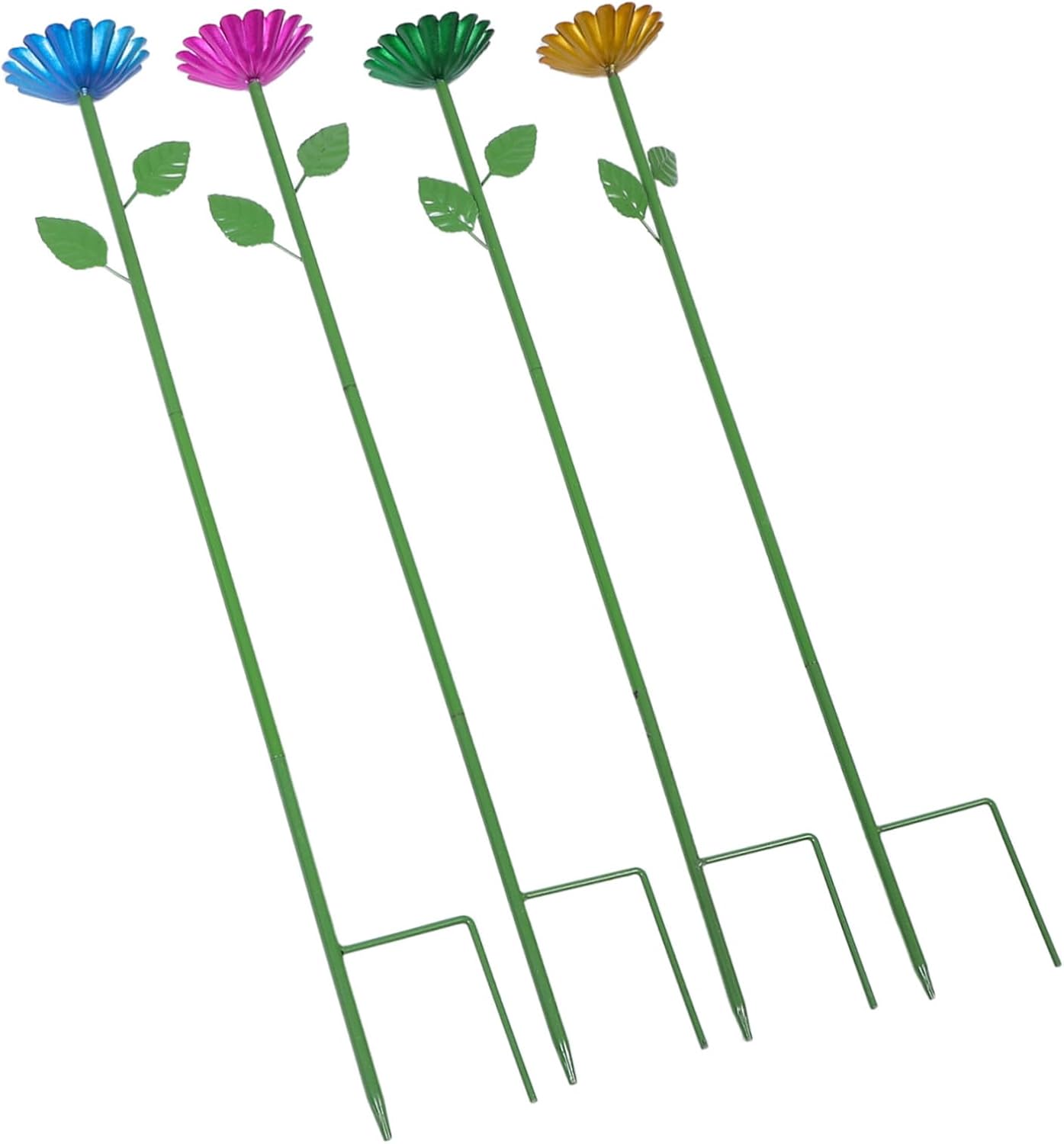 4pcs Metal Hummingbird Feeders Bee Watering Station Flower Shaped Bird Bath with Garden Stakes Durable Outdoor Decor for Hummingbirds and Butterflies