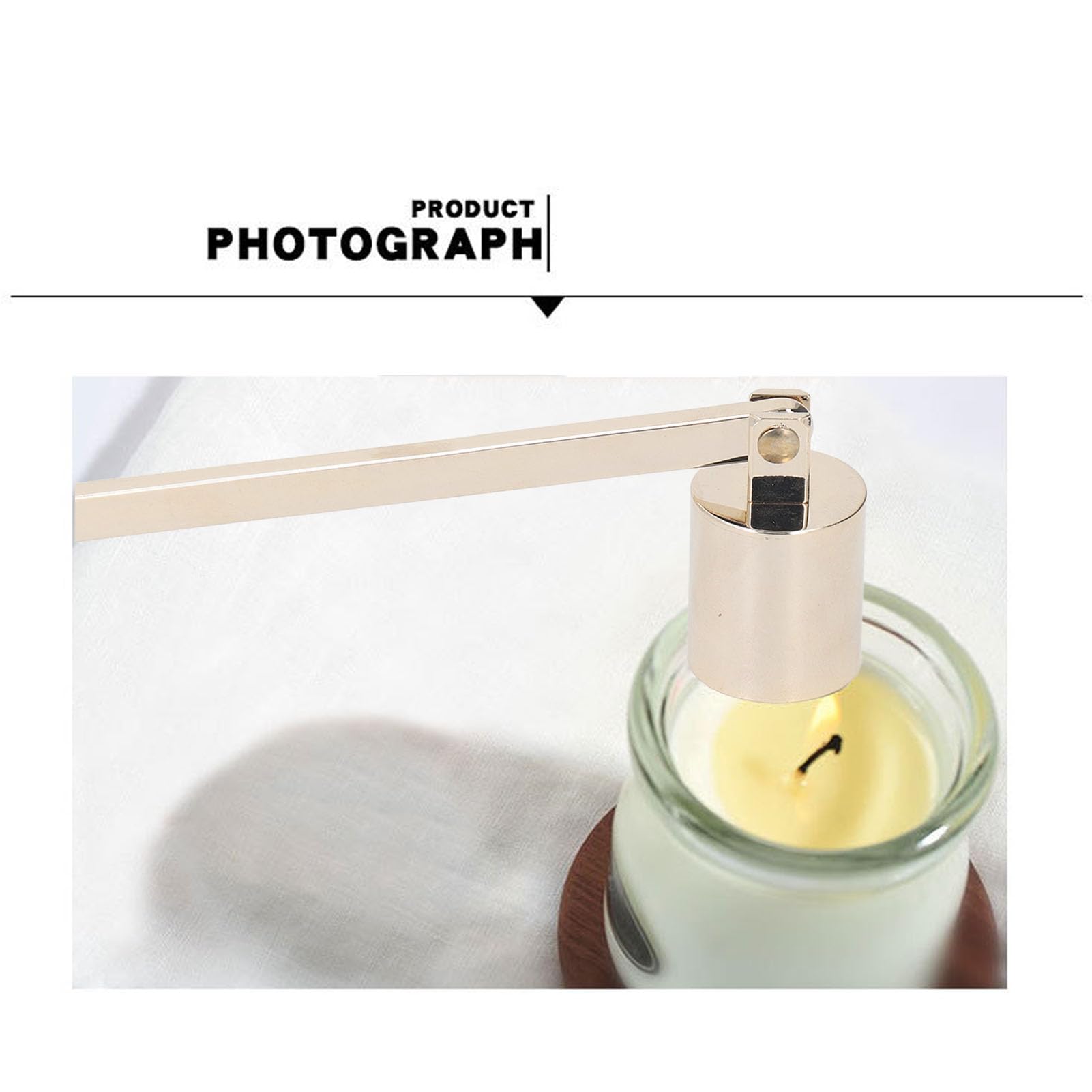 Pilipane Elegant Gold Stainless Steel Candle Snuffer with Handle, Safe Flame Extinguisher for Candle Care