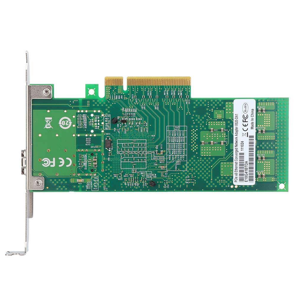ASHATA Carte Réseau PCIE, Carte Réseau Fibre Optique 10 Gbit/s, Port Unique pour Puce 82599EN E10G41BTDA X520-DA1, Carte Réseau Gigabit avec Interface Carte mère: PCI-Express 2.0 5.0