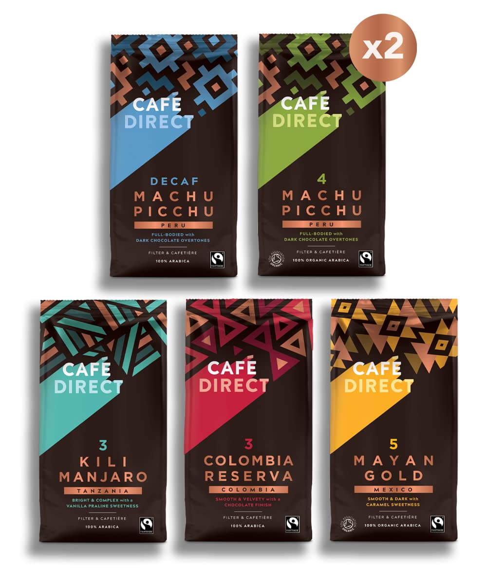 Cafédirect Single Origins Coffee Exploration Pack, 6 x 227g (1 x Machu Picchu Decaf, 2 x Machu Picchu, 1 x Kilimanjaro, 1 x Colombia Reserva, 1 x Mayan Gold)