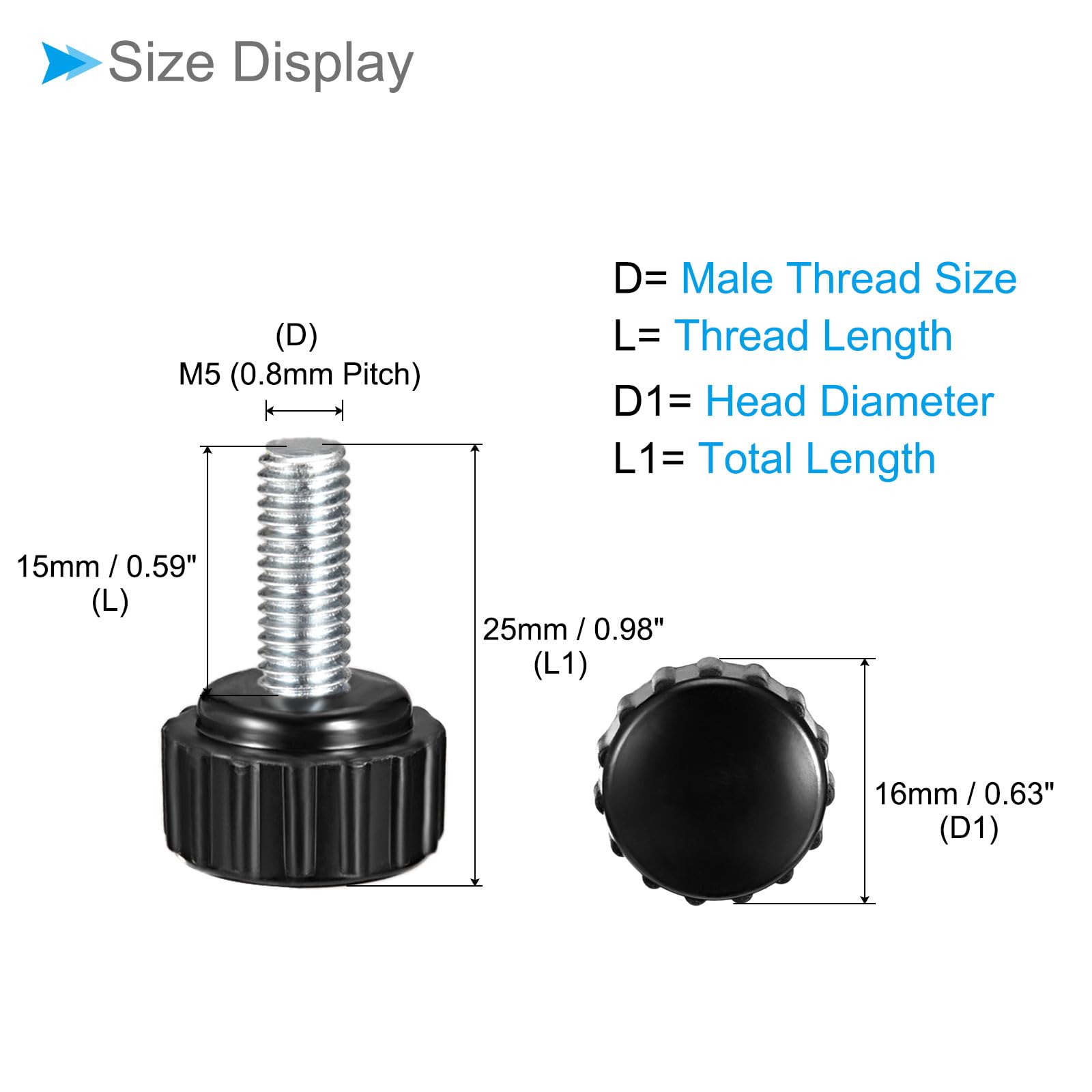 2-10 Pièces M3 M4 M5 M6 M8 M10 Moleté En Nylon Rond Poignée En Plastique Vis à Pouce Boulon En Bakélite Noir Bakélite Vis à Main Longueur 8-40mm