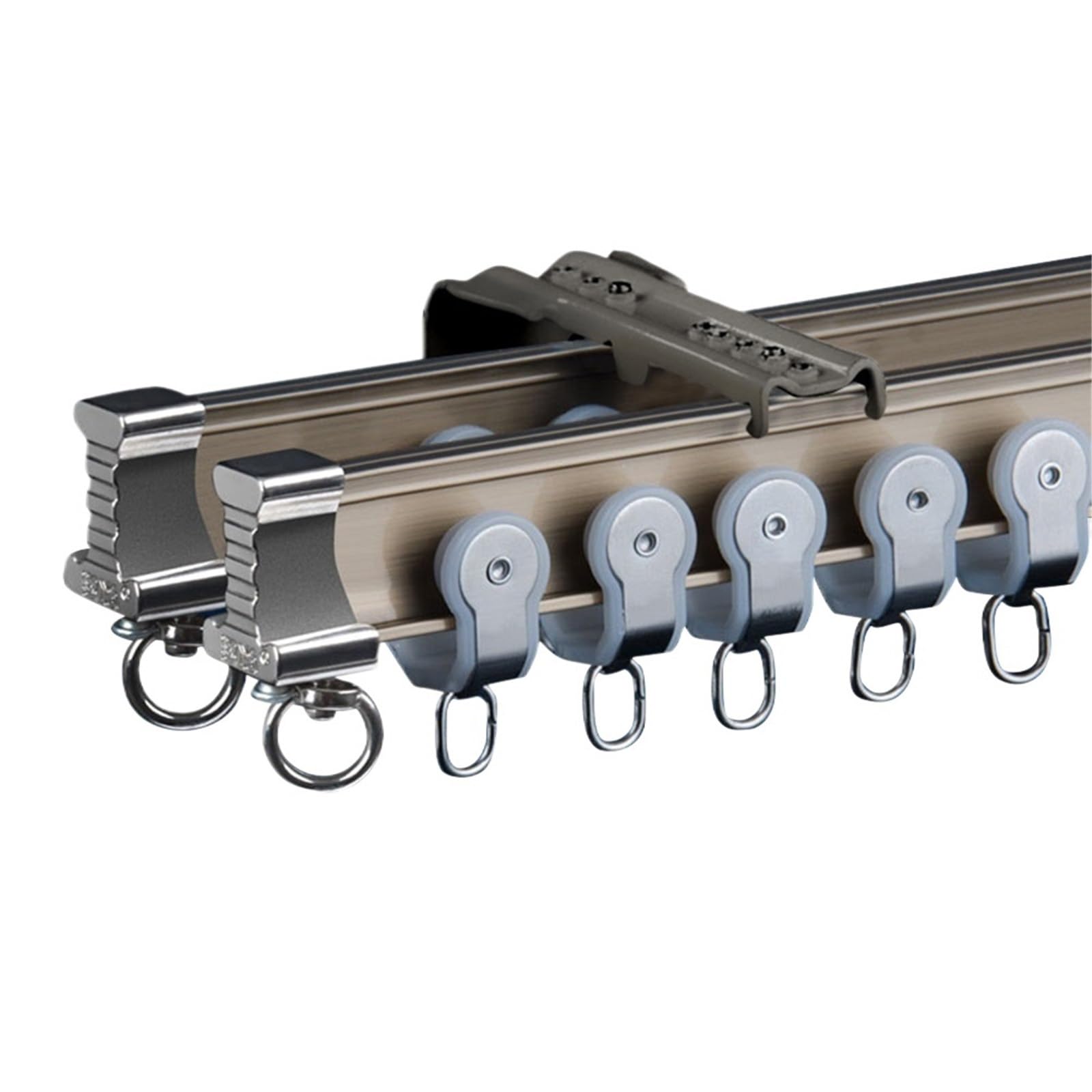 Embrasse pour Rideaux Rails Flexibles Robustes for fenêtres convexes, Fixations de Rideaux silencieuses, Accessoires for fenêtres de Maison(Champagne- Wall,375cm)