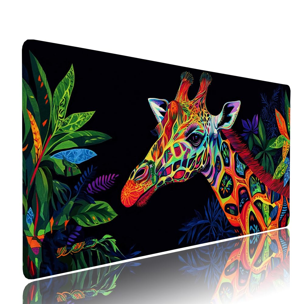 Alfombrilla de Mouse para Juegos, Colore, XXL, Antideslizante, Impermeable, Diseño de Giraffa, Extendido, Grande, 1200x600x3mm, para PC, Laptop, Ufficio, Famiglia d-222