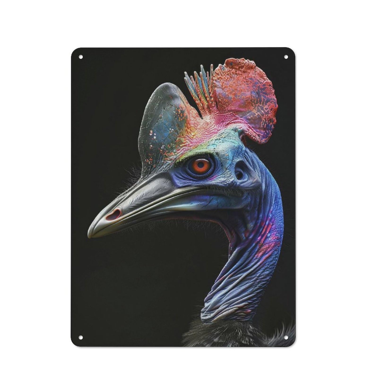 Junmoney Style-7 Cassowary Retro Tin Wall Plaque 40X30cm For Hobby Room Or Studio, For Garage, Workshop And Man Cave Decoration