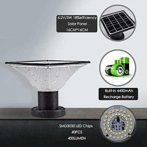 Miniatura 4 de Luces solares de poste  Encendidoapagado automático luces solares para postes al aire libre  Luces de poste para exteriores alimentadas por energía