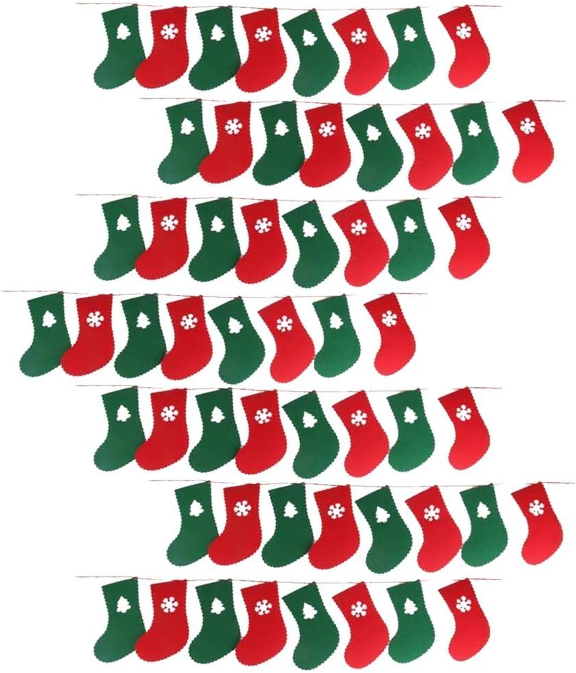 Christmas Banner Xmas Stockings Party Decor with Sign Cards and Bunting Garland