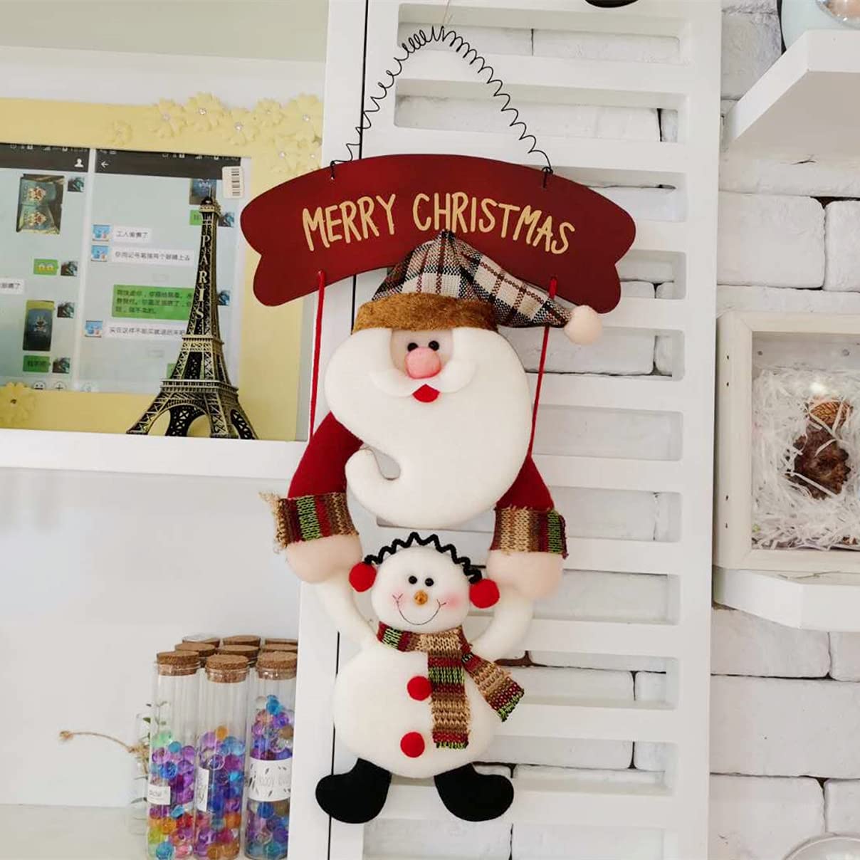 Christmas Ornament, YABIWLUO Christmas Hanging Decoration, Door Hanger Wall Hanger Ornaments for Christmas Home Decorations, Holiday Decor 2023 (Santa)