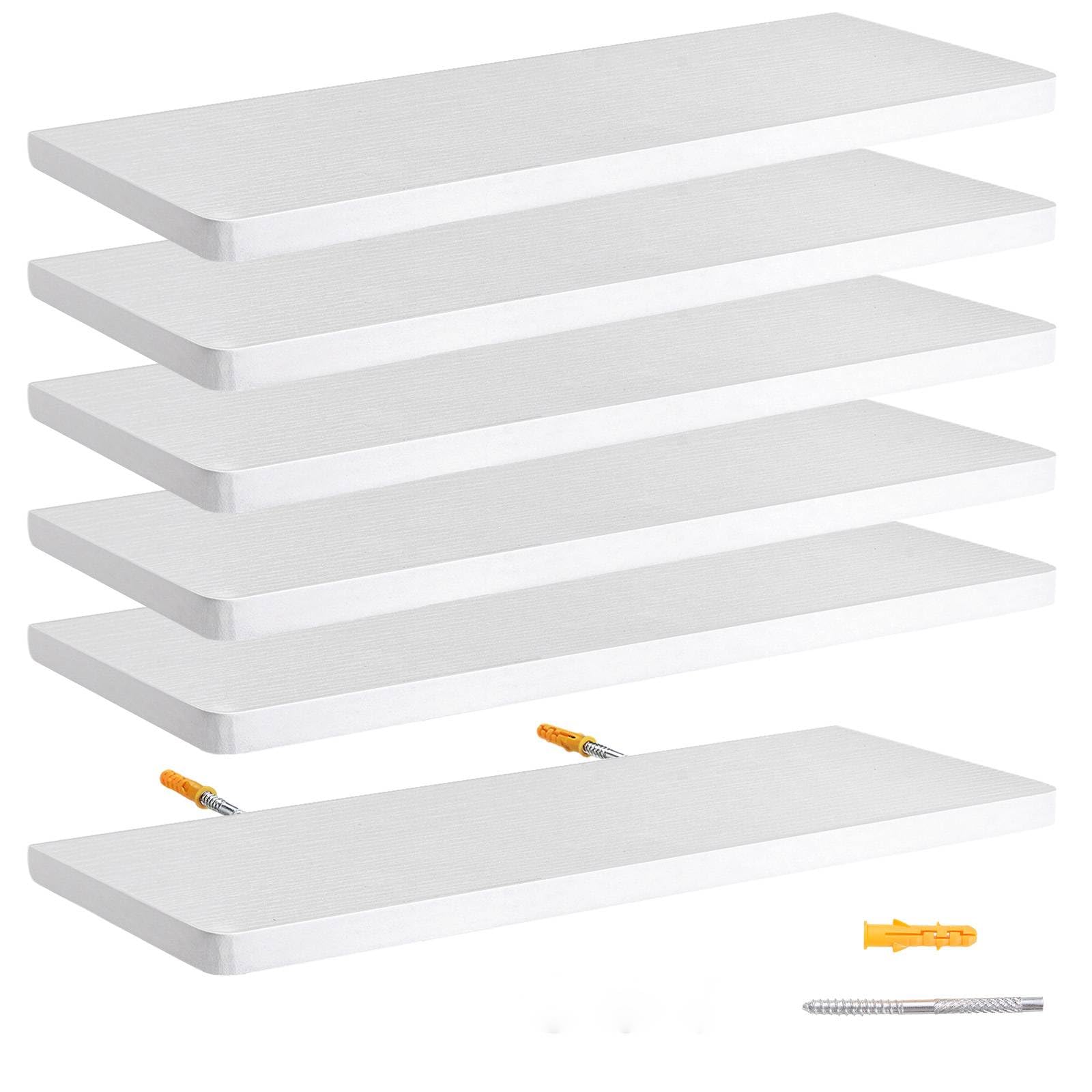 MIAOLIAN 6-Tier Floating Shelves,50CM,Maximum load Capacity: 10 KJ,White Display Cabinets,Book/Corner/Bathroom/Kitchen/Bedroom Shelves For Wall,Modern Kids Bookshelf,Living Room,Office Storage