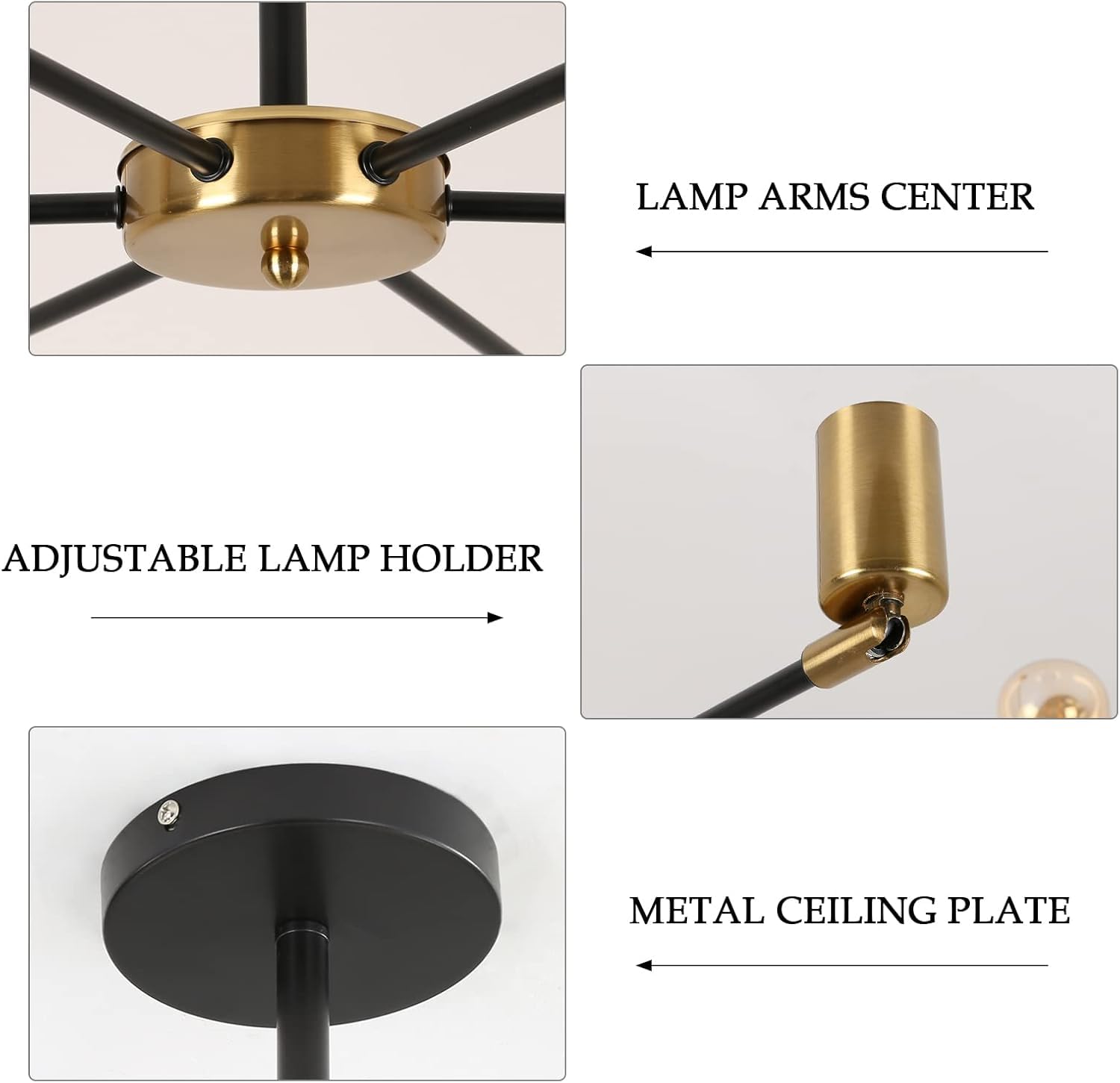 Prop It Up Metal Industrial Chandelier For Bedroom Living Room Kitchen, Sputnik Ceiling Light 6 Heads E27, Adjustable Angle Chandeliers 1
