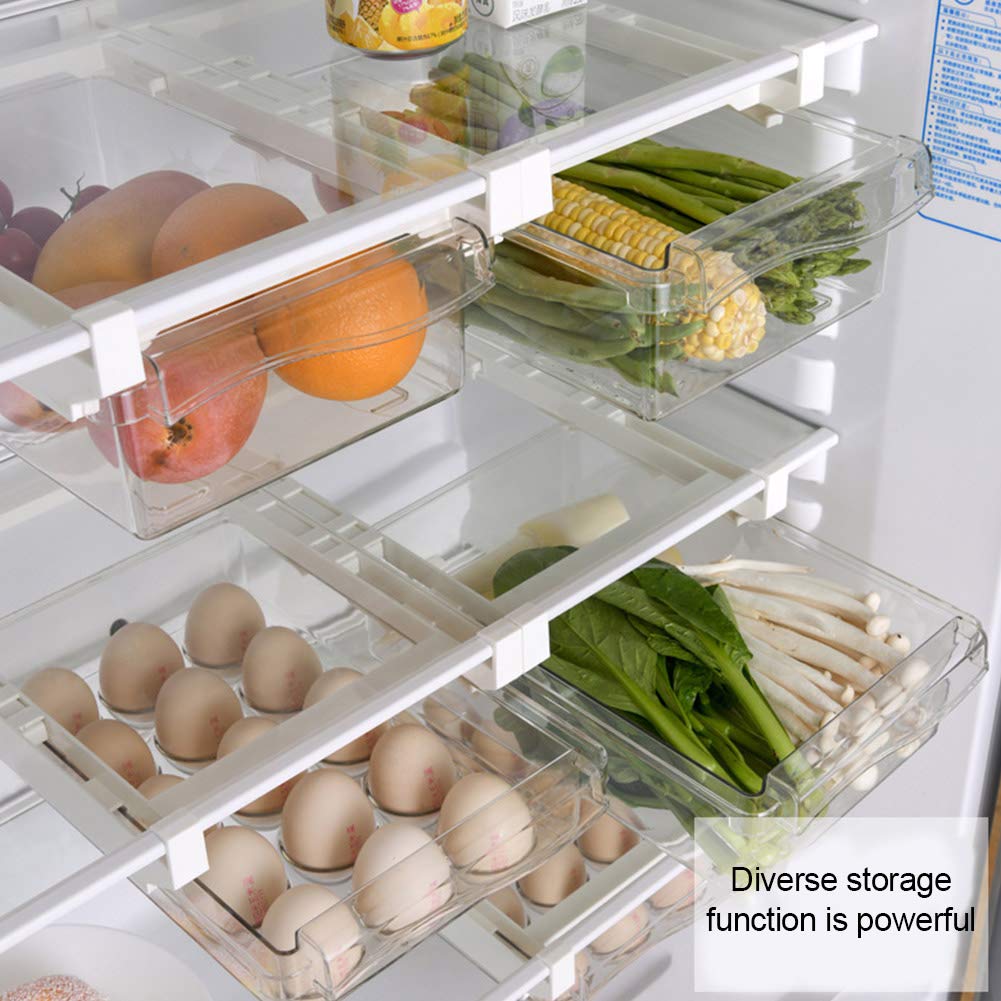 Caja de almacenamiento para frigorífico ajustable, multifunción, para guardar frutas y huevos (organizador de huevos)