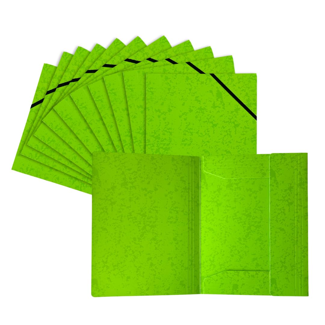 Pack of 120 A4 Neon Card 3 Flap Folders with Elastic Closure