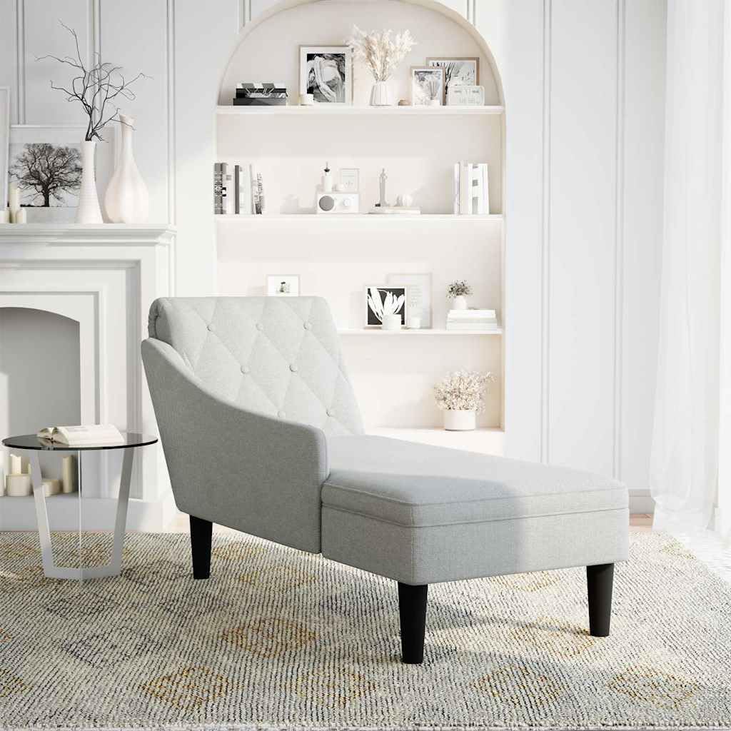 Chaise longue con cuscino e bracciolo destro, tessuto grigio