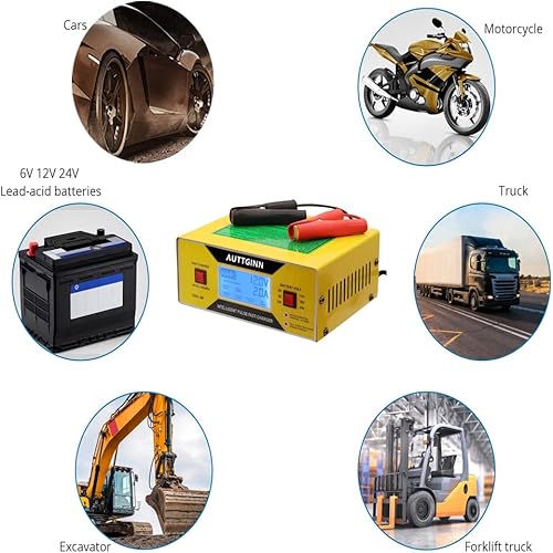 Miniatura 5 de AUTTGINN - Cargador de batería de 6812141624 V, cargador de batería inteligente ajustable de 0 a 10 amperios con abrazaderas de cable mejoradas,